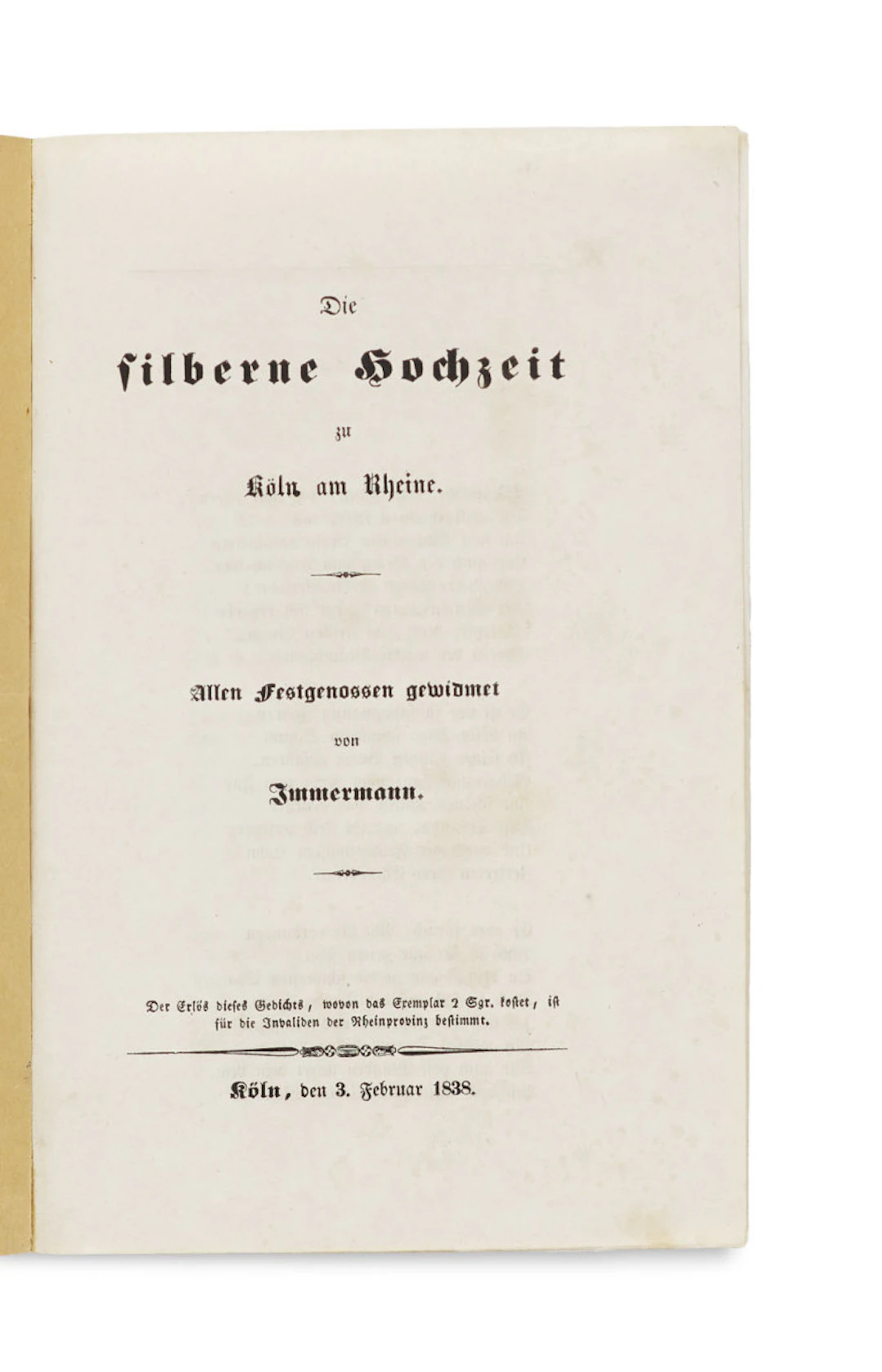 Karl Immermann. Die silberne Hochzeit zu Köln …