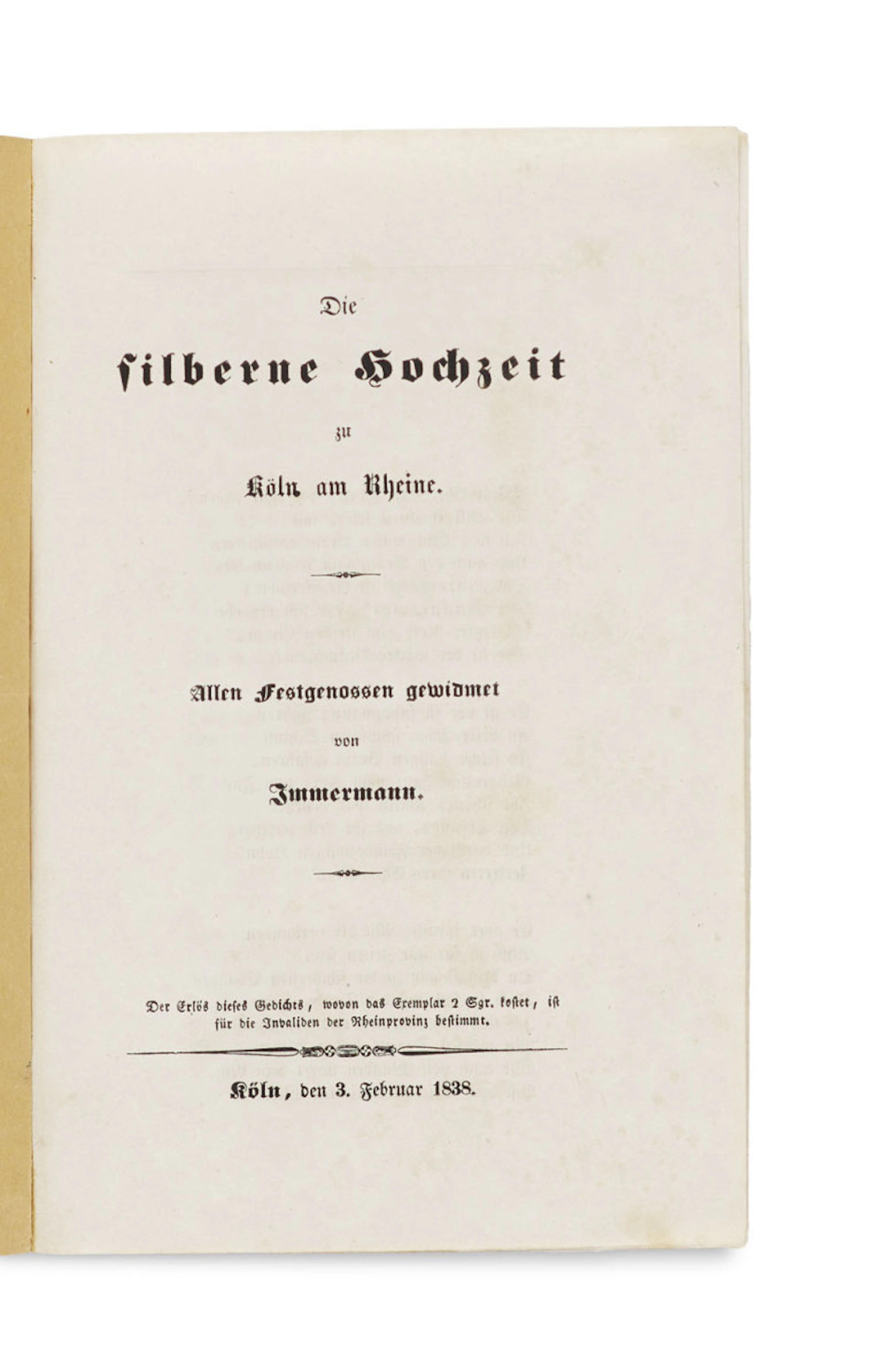 Karl Immermann. Die silberne Hochzeit zu Köln …