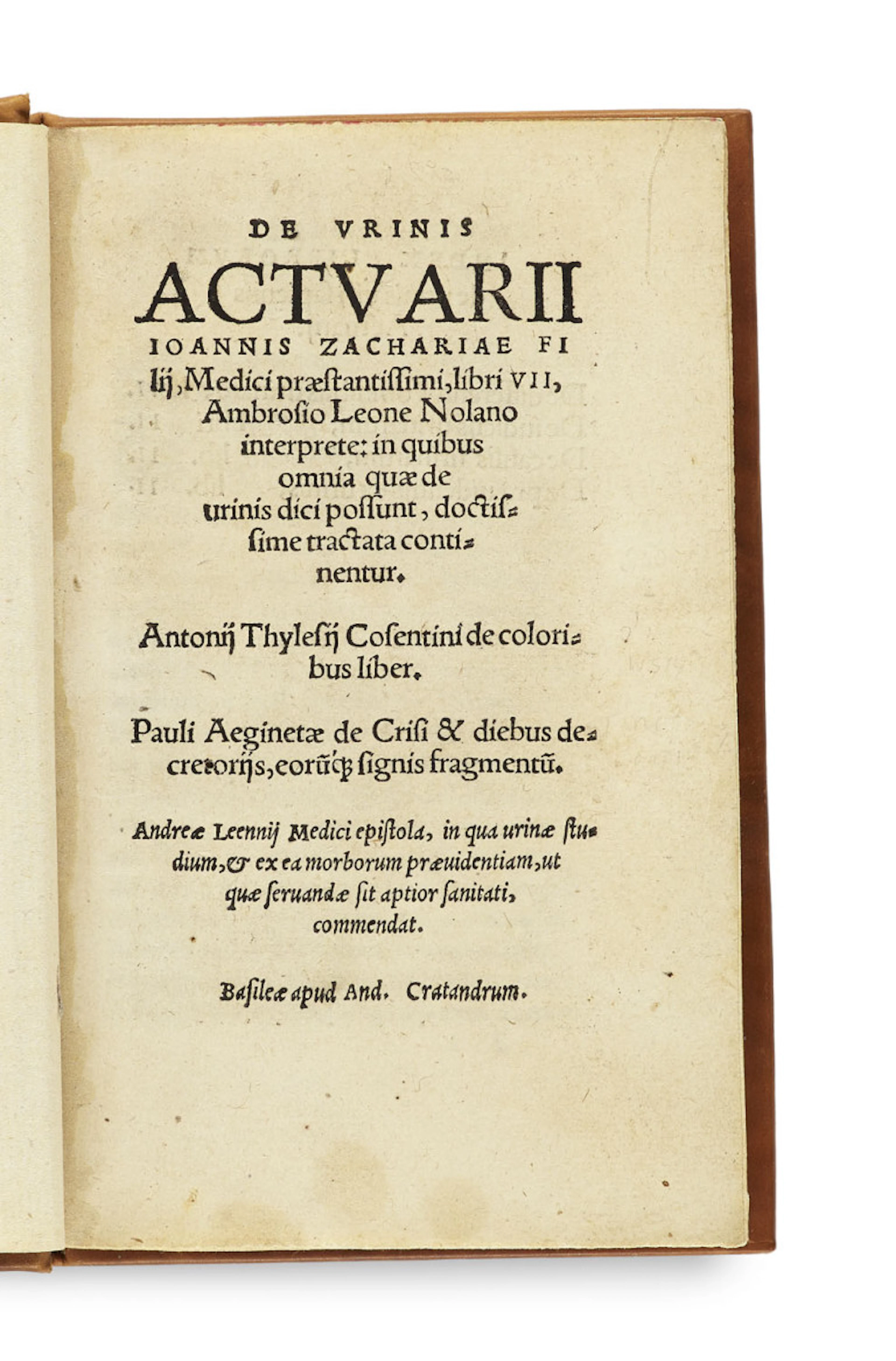 Johannes Actuarius. De urinis libri VII, Ambrosio …