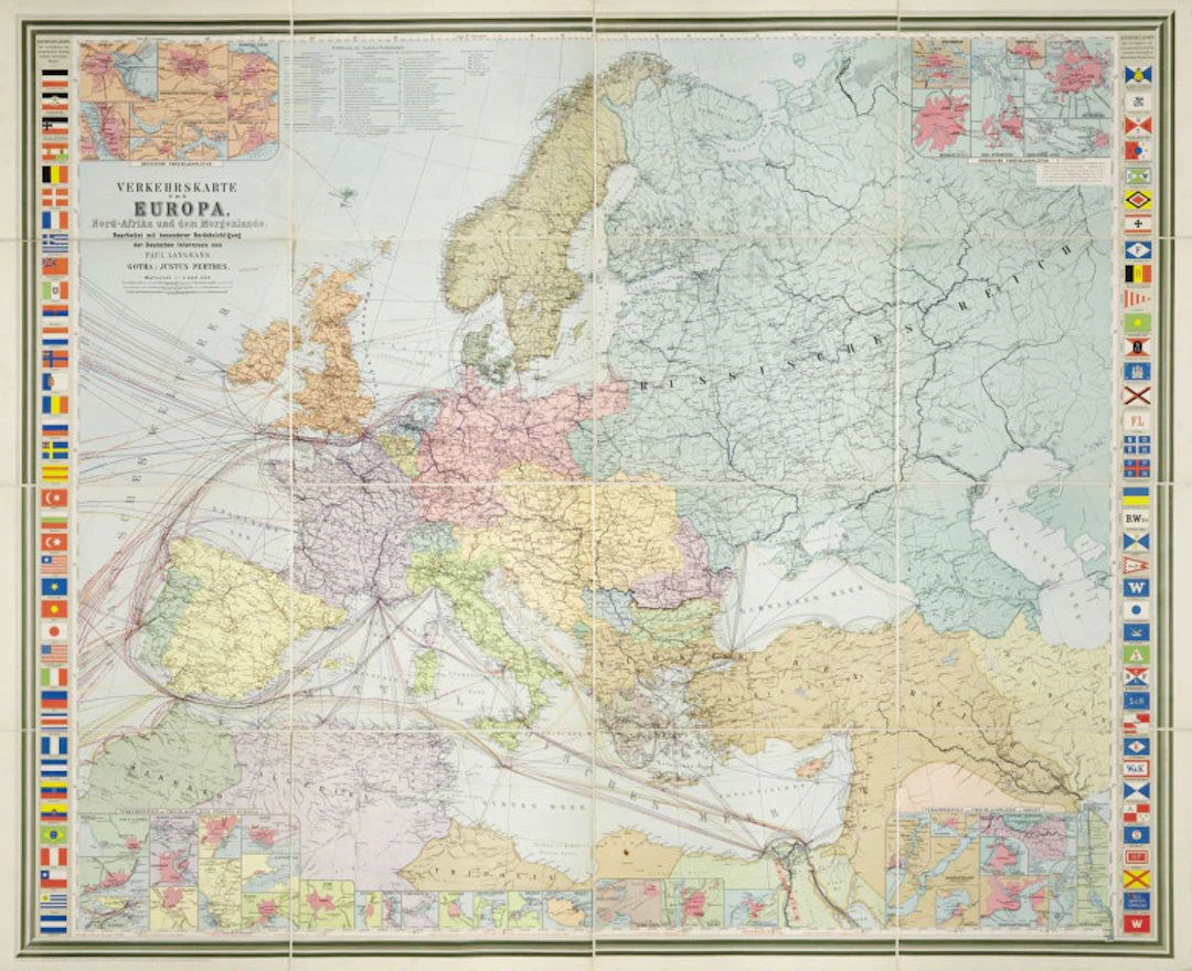 Paul Langhans. Verkehrskarte von Europa, …