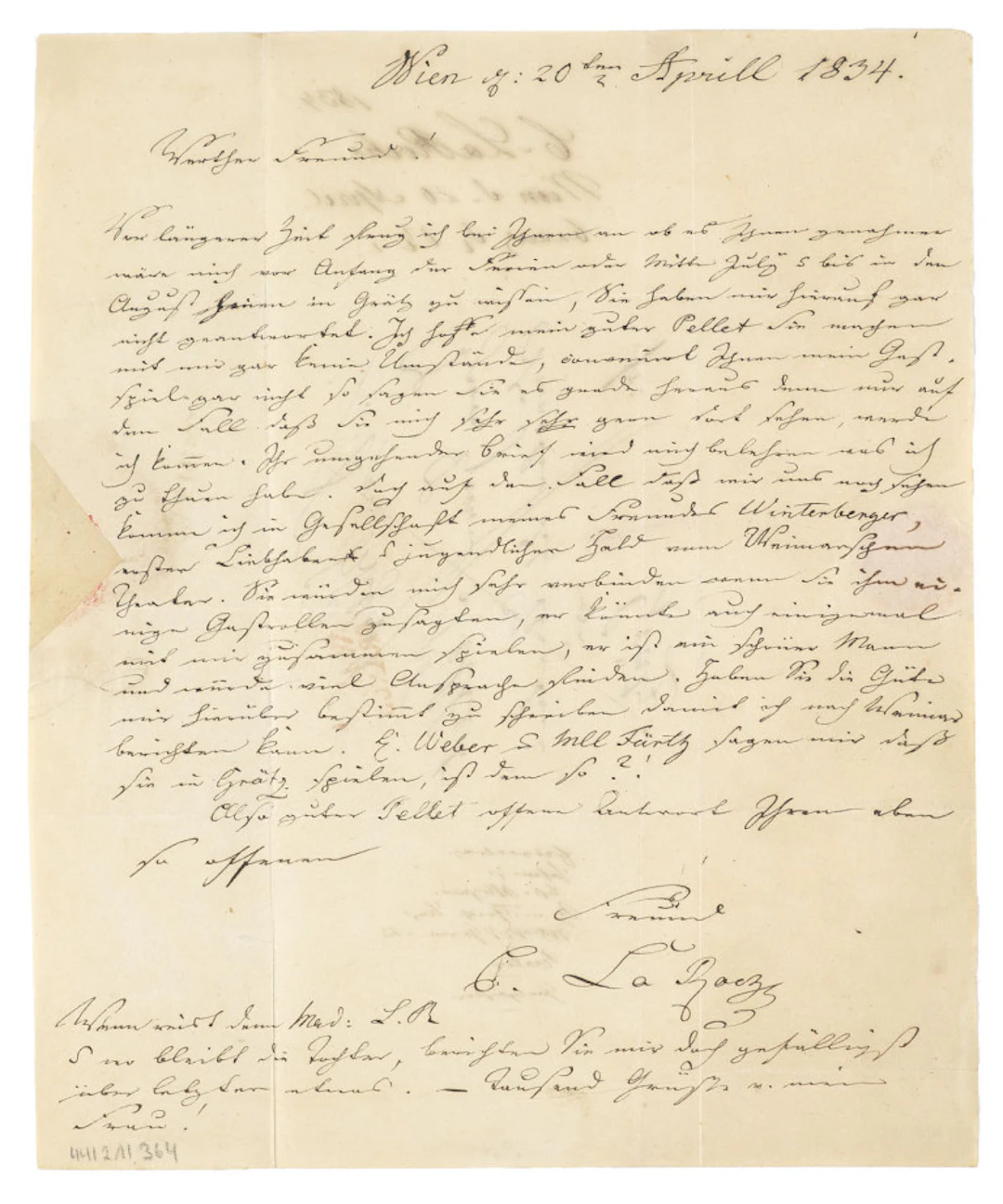 Carl von La Roche. 2 eigenhändige Briefe mit …