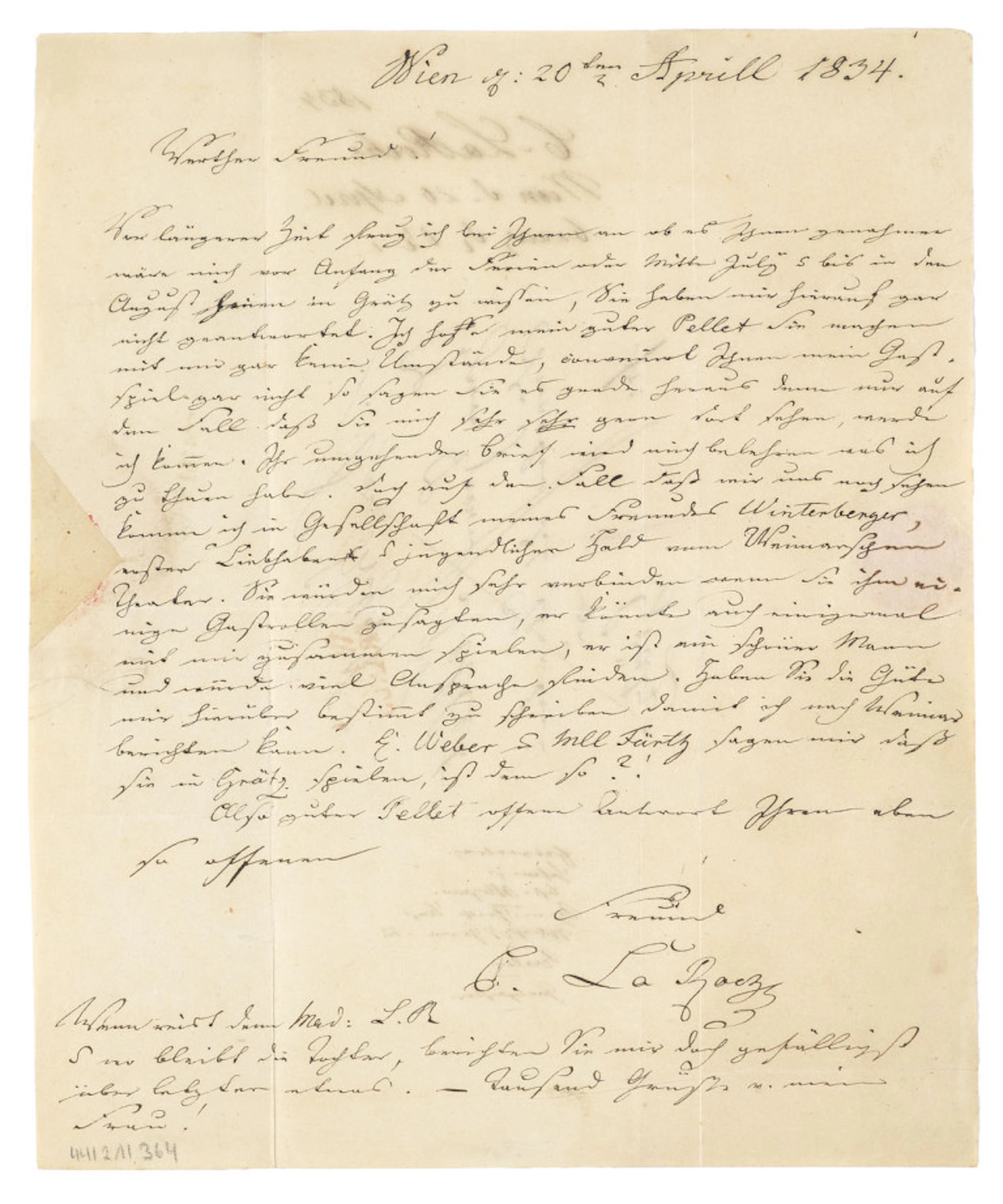 Carl von La Roche. 2 eigenhändige Briefe mit …