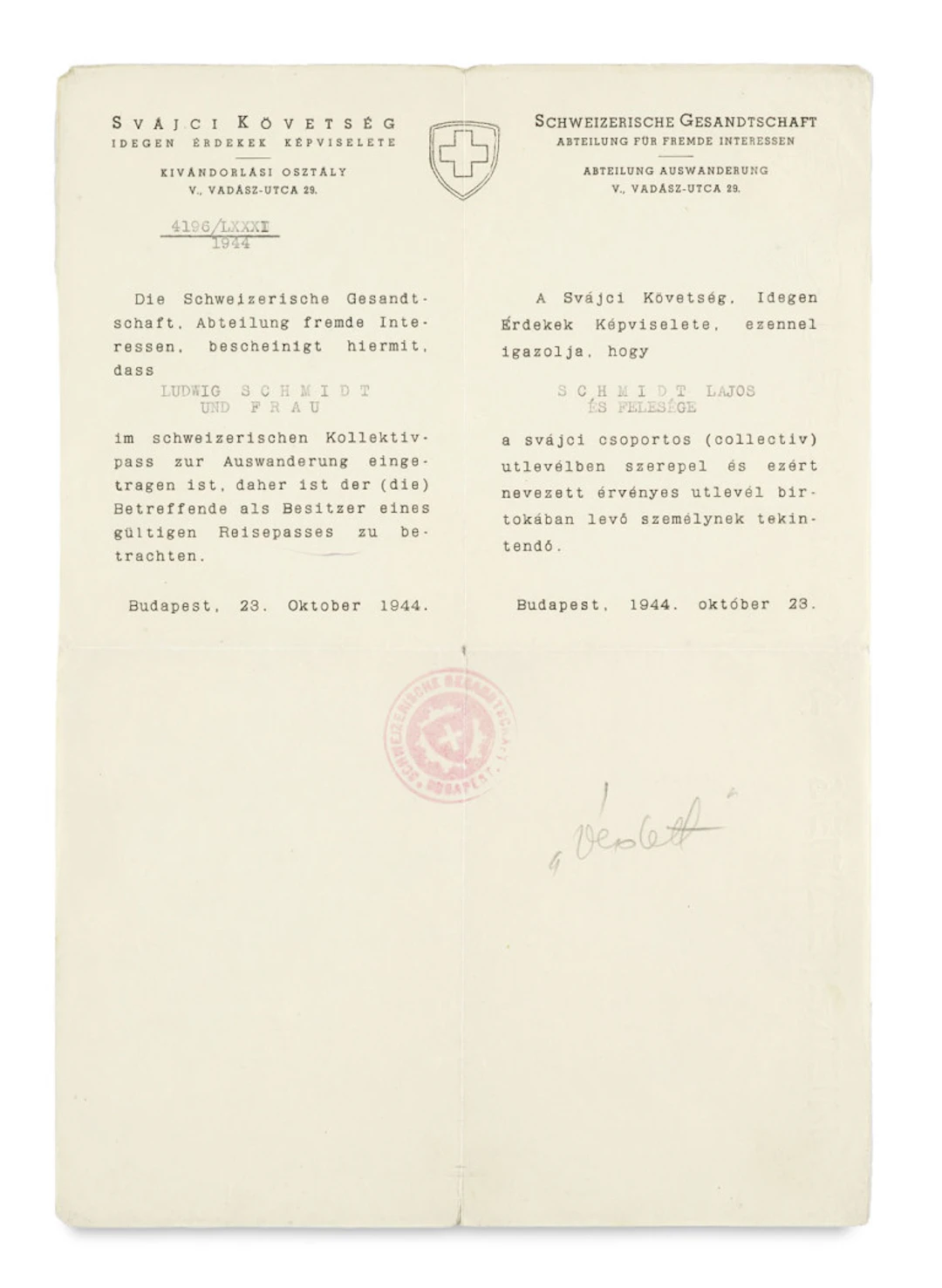 Schutzbrief der …