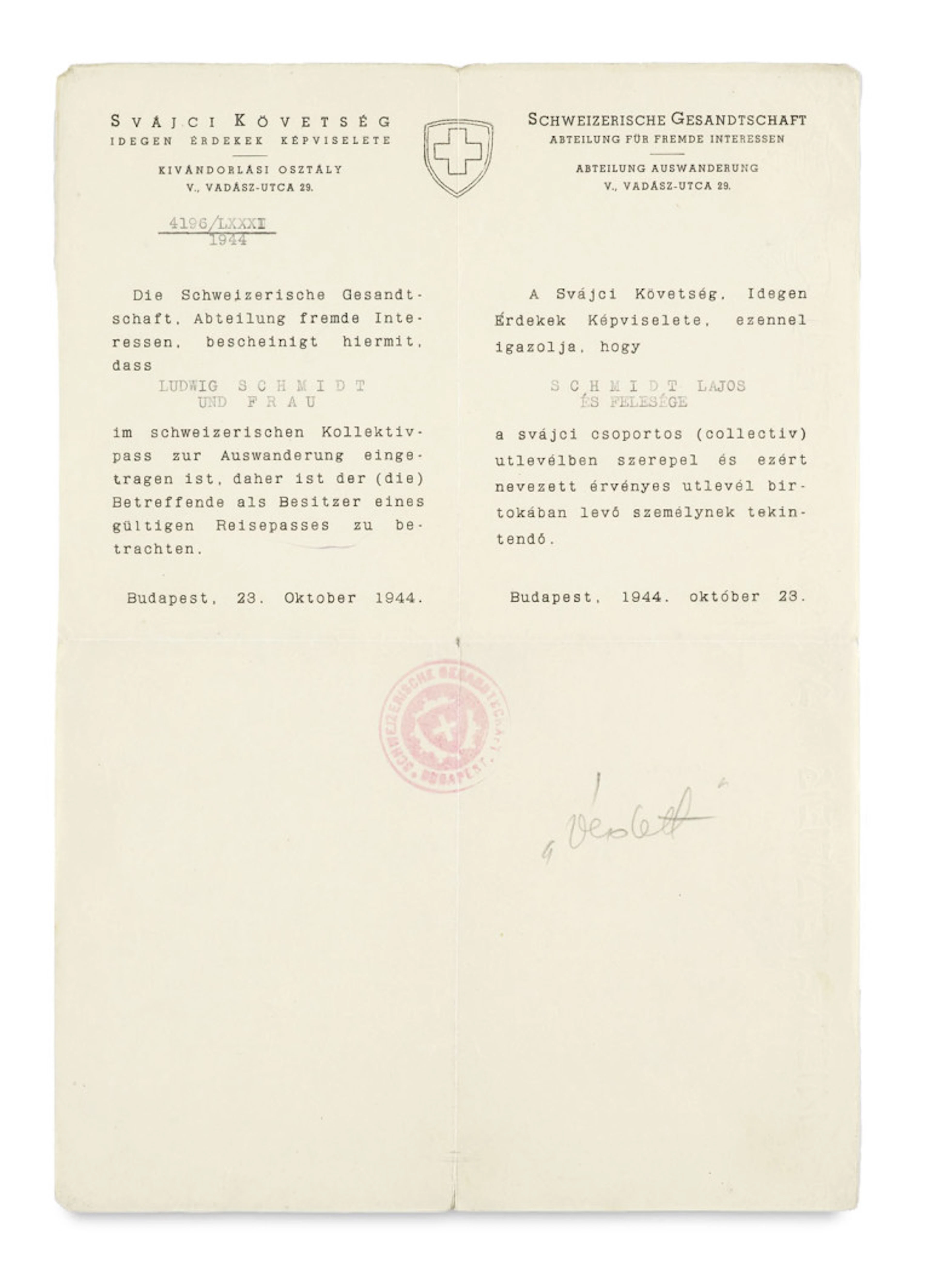 Schutzbrief der …