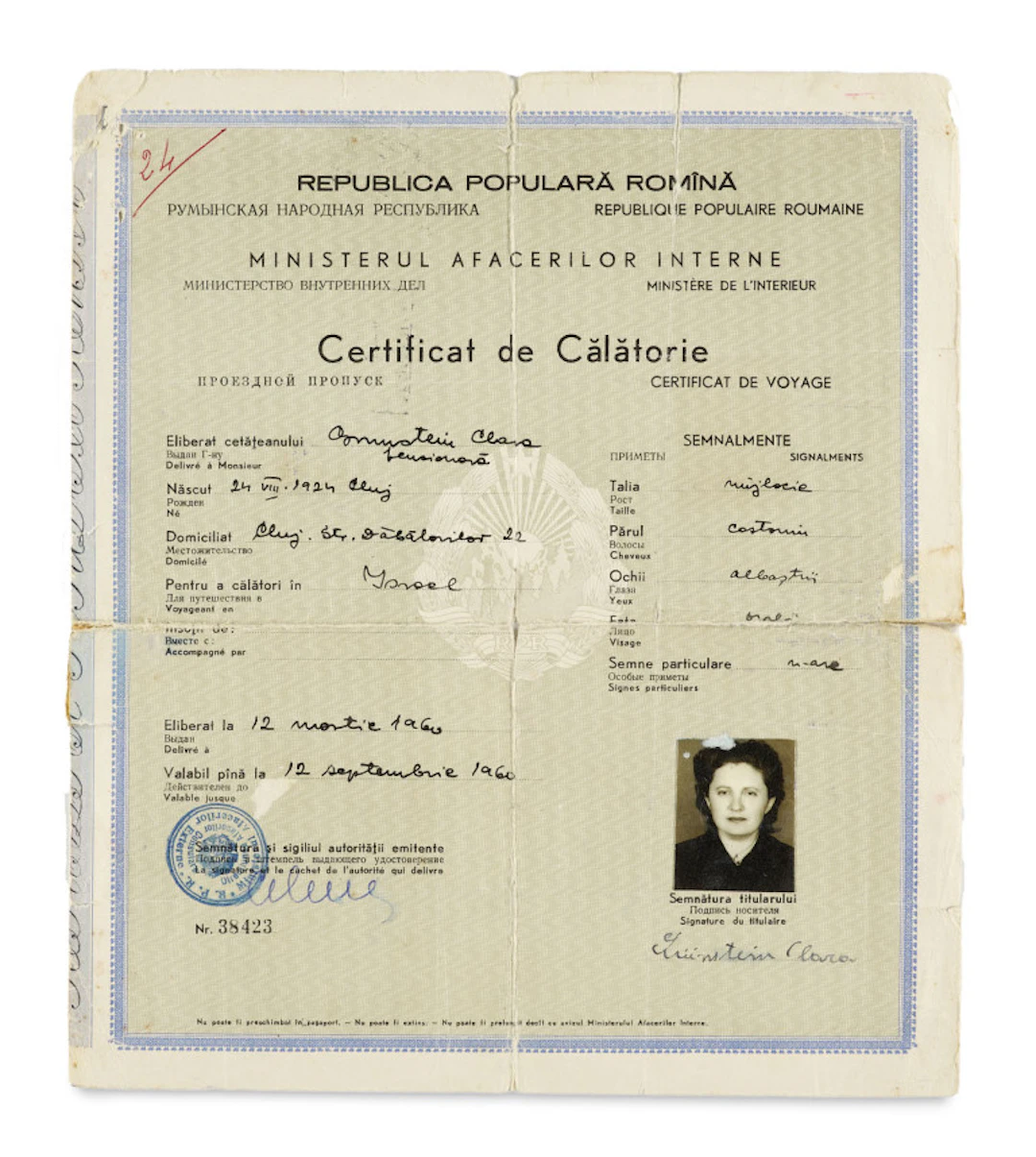 Certificat de Calatorie. …