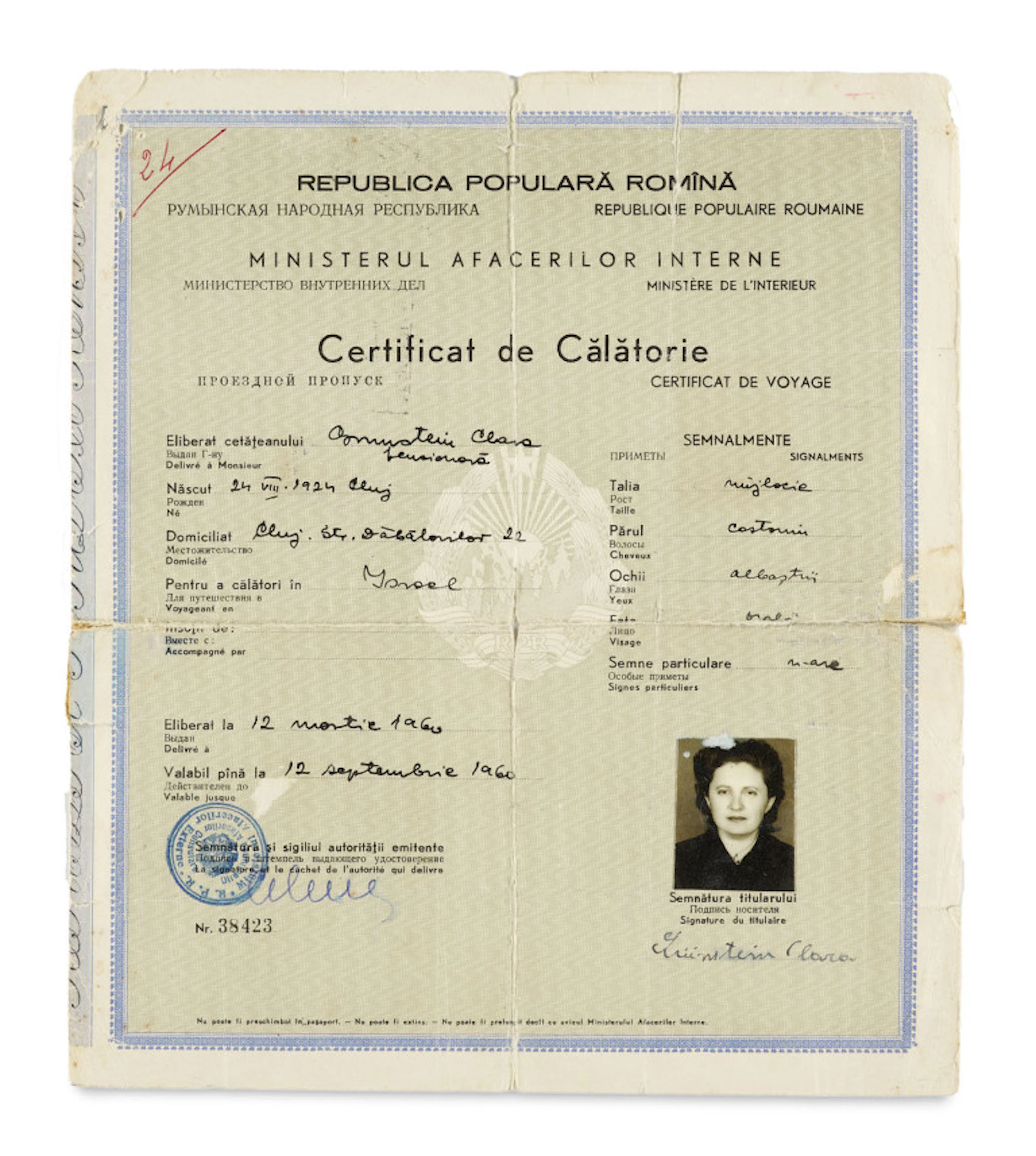 Certificat de Calatorie. …