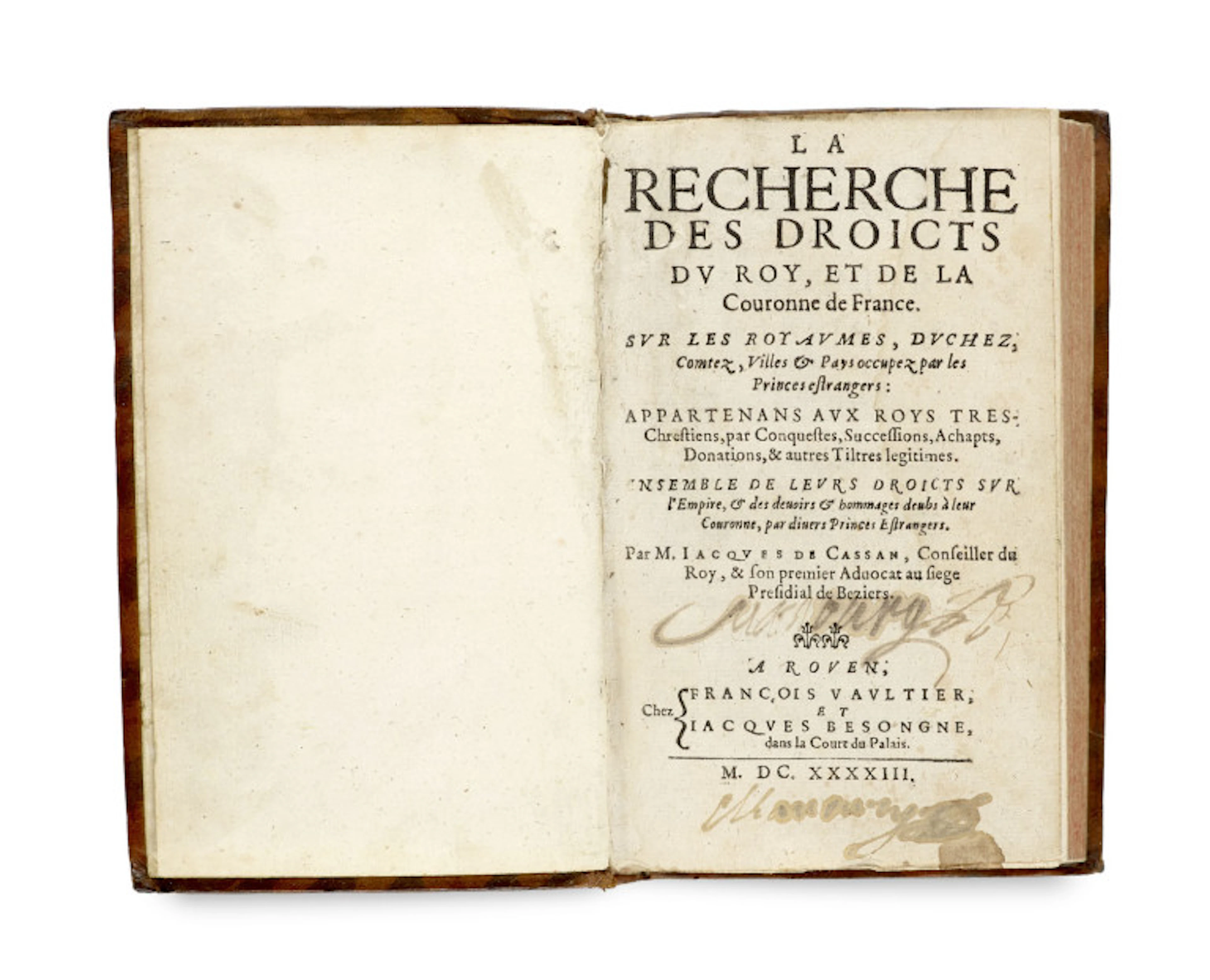 Jacques de Cassan. La Recherche des droicts du …
