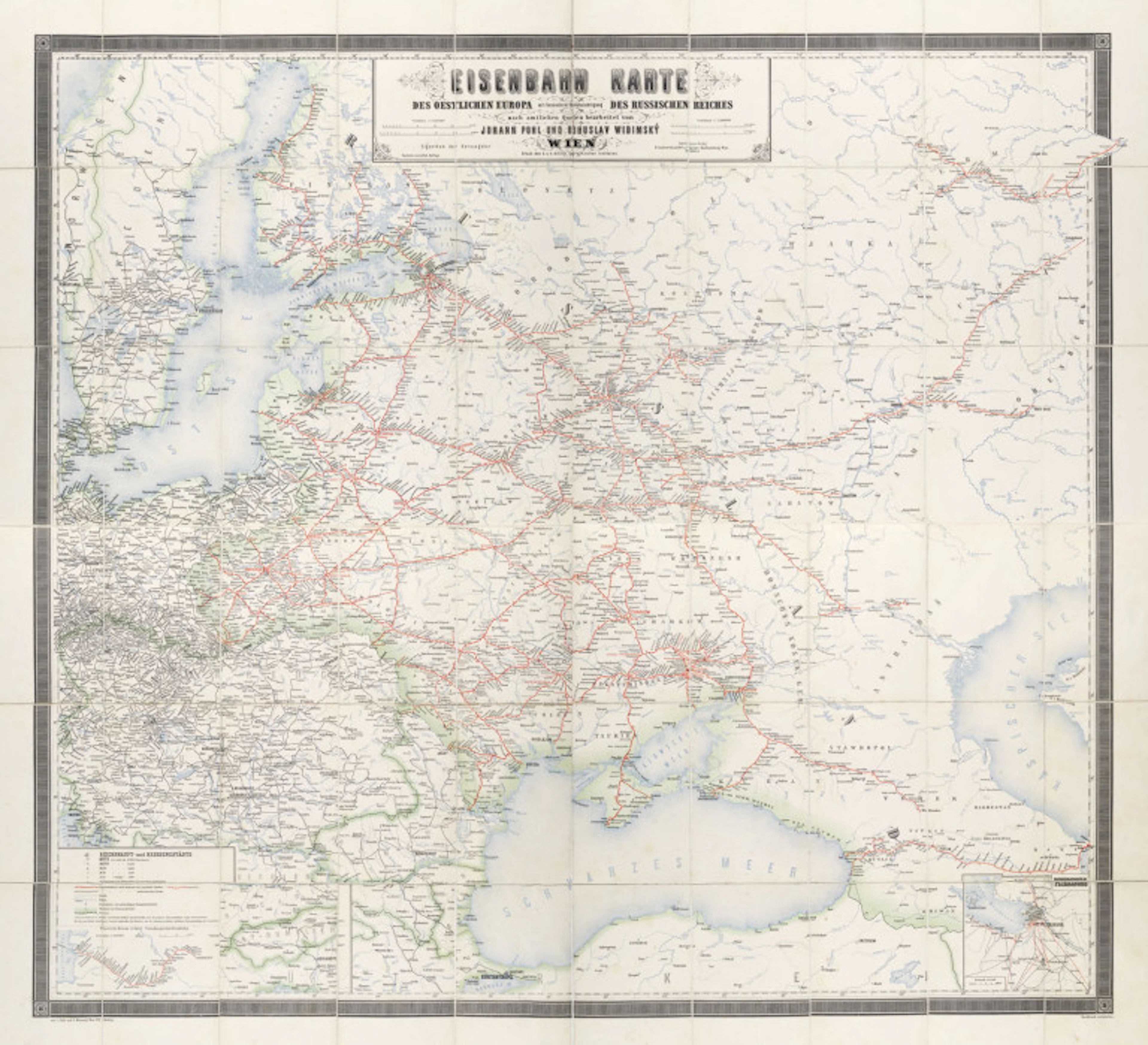 Johann Pohl u. Bohuslav Widimský. Eisenbahn Karte des …