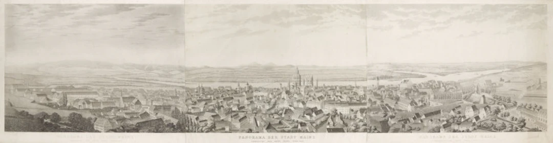 H.W. Eberhard n. Karl August Frhr. v. Klein. Panorama der Stadt Mainz. …