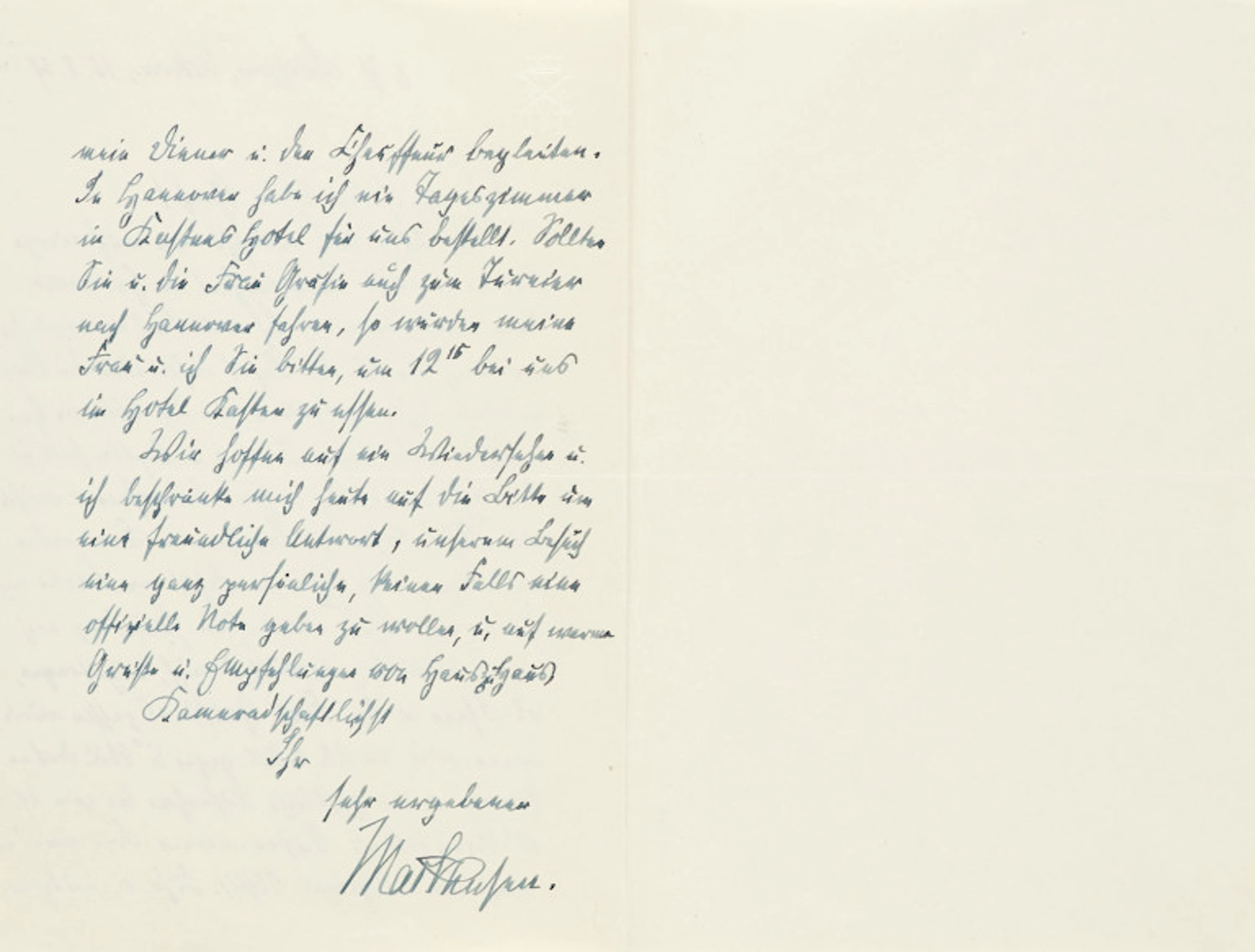 August von Mackensen. Eigenhändiger Brief des …