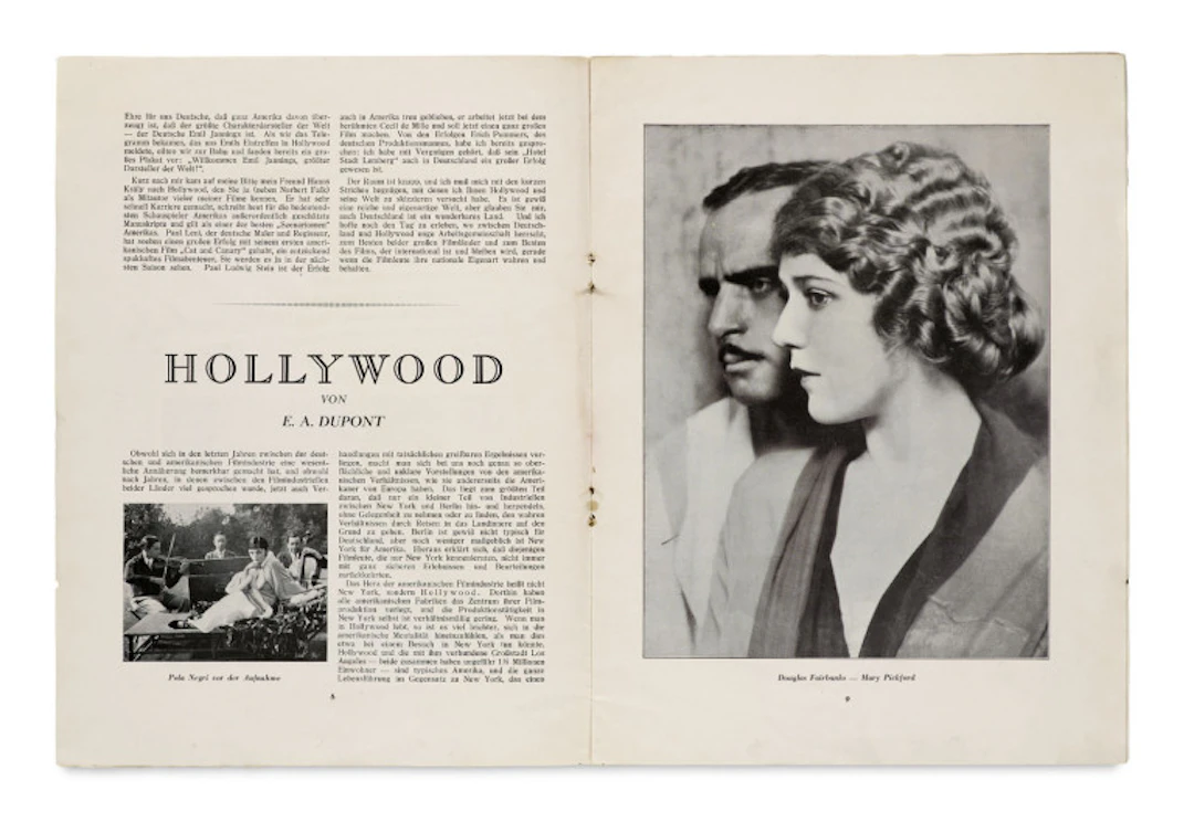 Ernst Lubitsch u. E. A. Dupont. Hollywood. Das Filmparadies. …