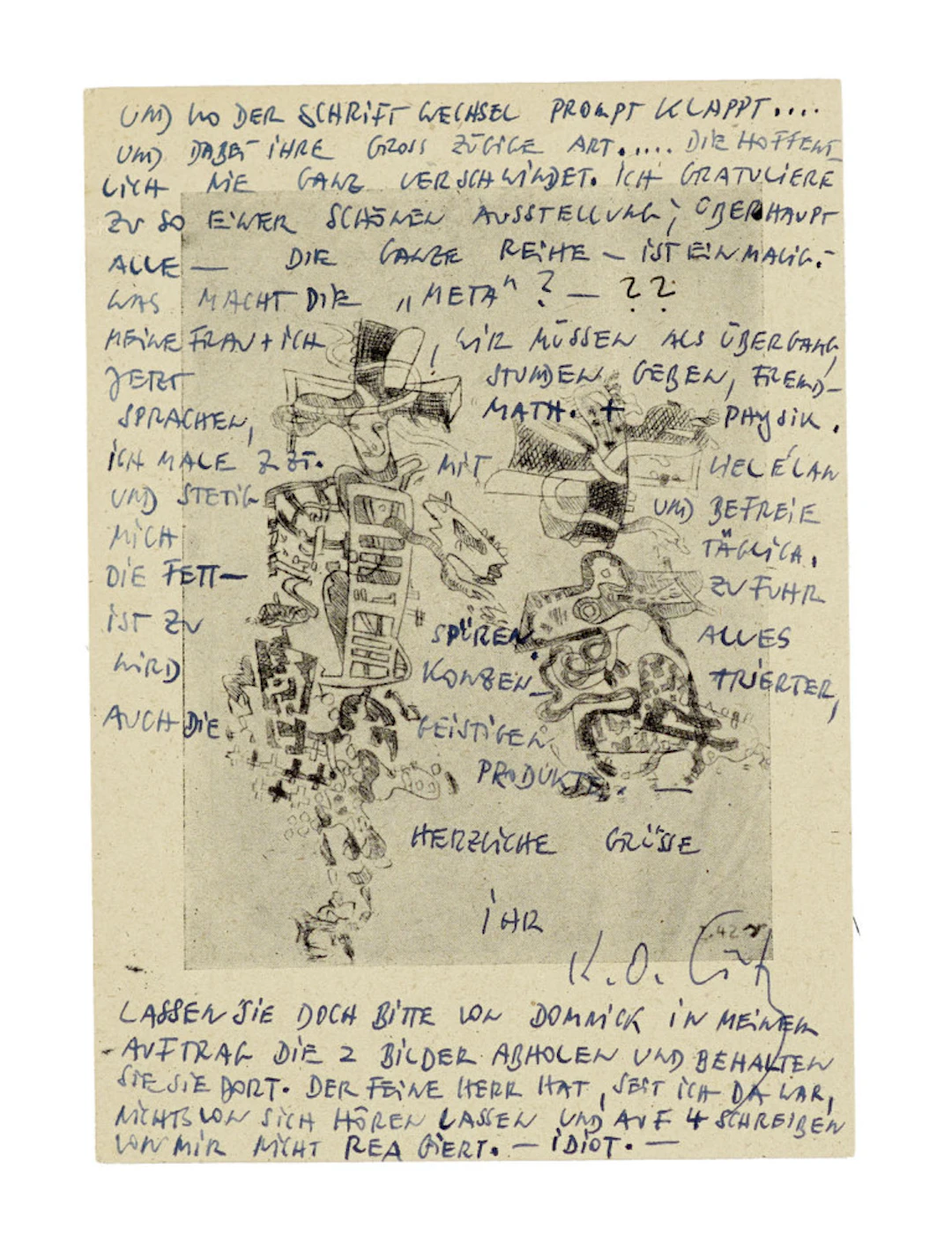 Karl Otto Götz. Sammlung einer Postkarte und …