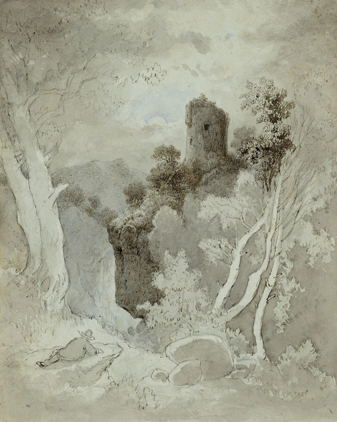 Wilhelm Pinder. Lavierte romantische …