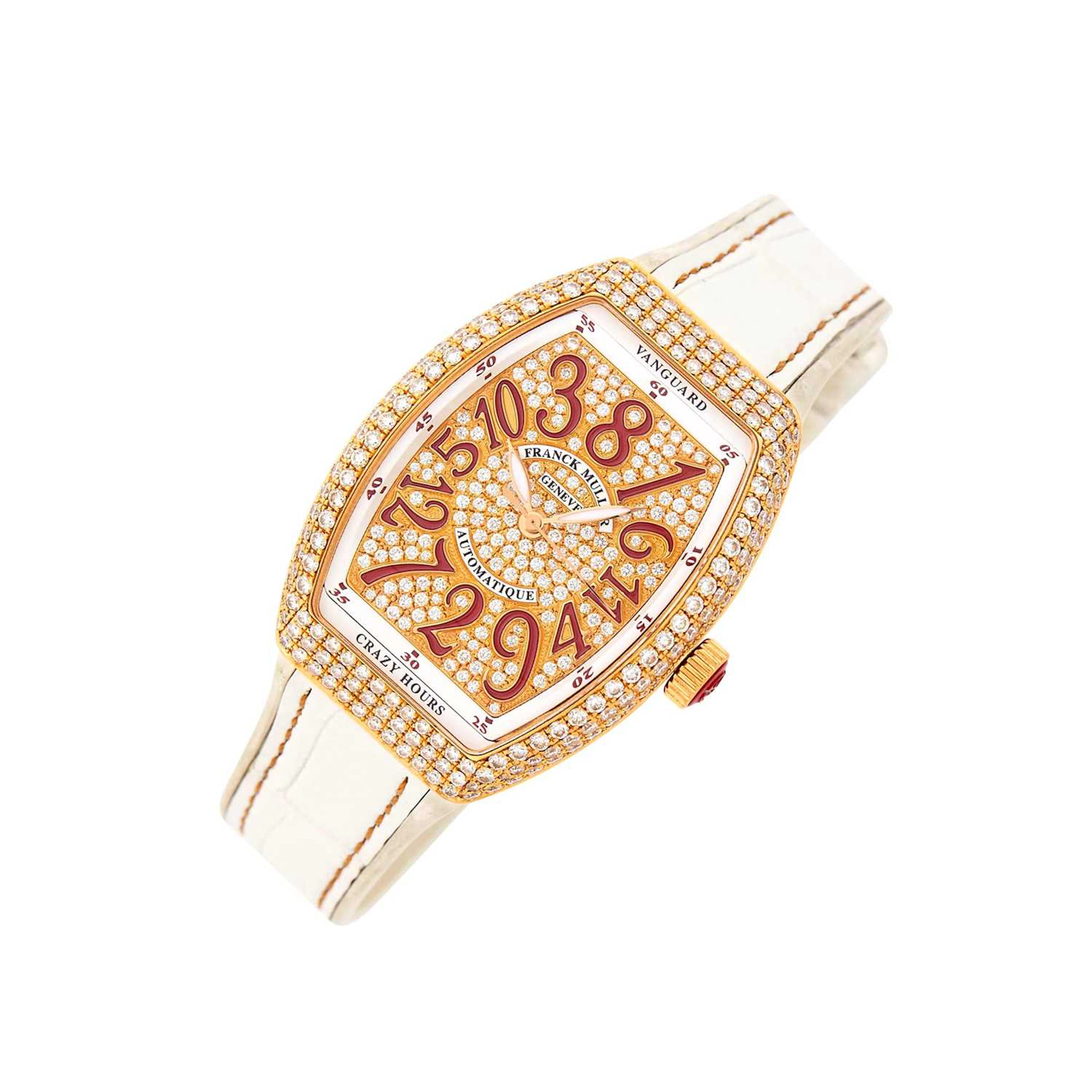 Franck Muller Rose Gold, Diamond and Red Enamel Vanguard 'Crazy Hours'