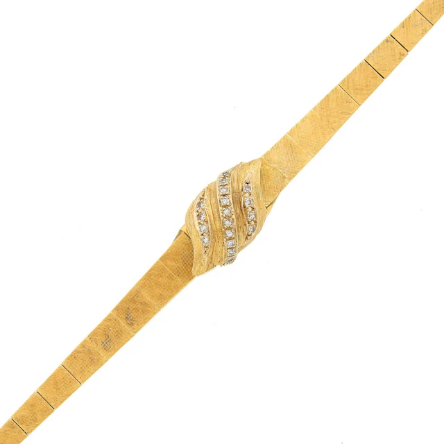 Gold and Diamond Bracelet-Watch