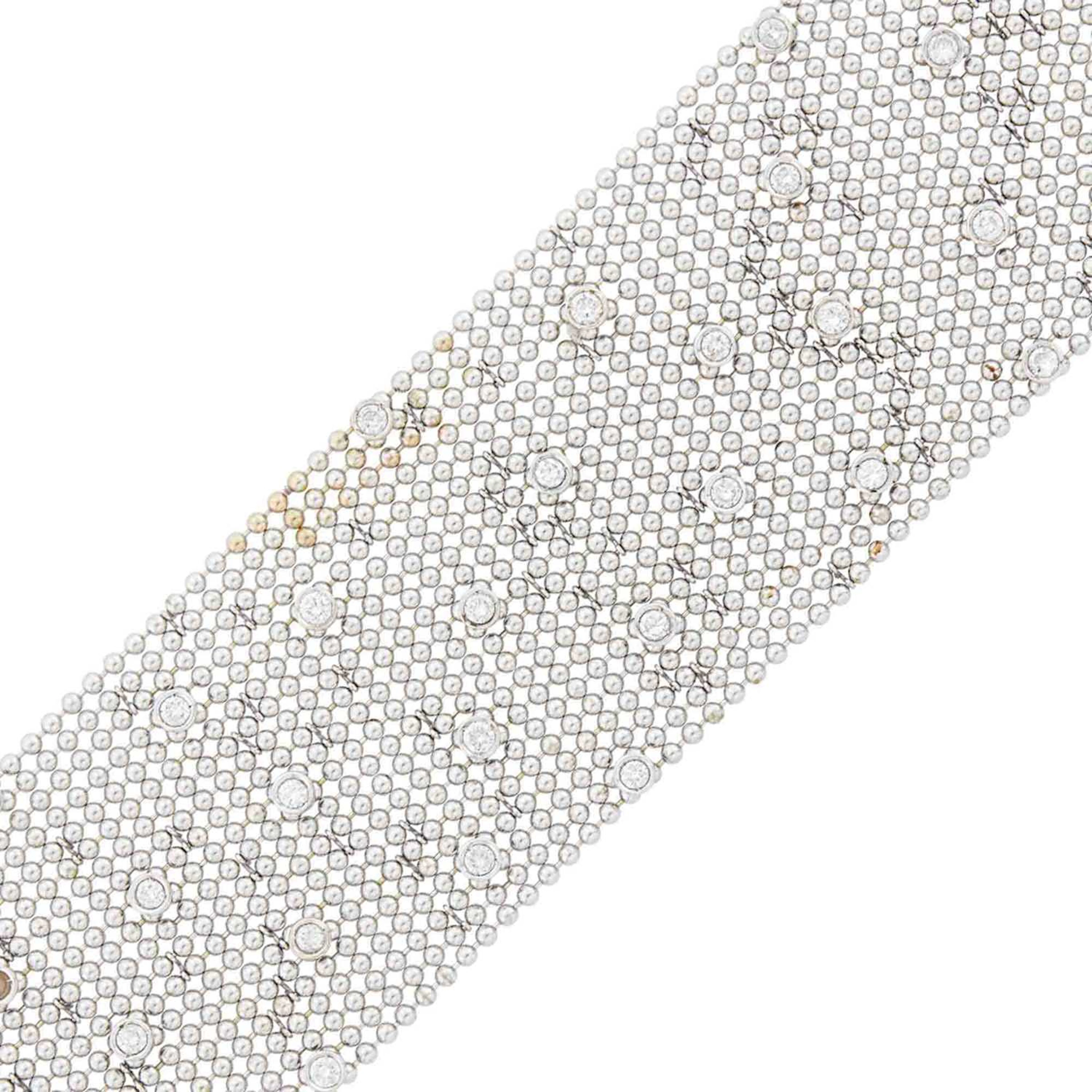 Multistrand White Gold and Diamond Bracelet