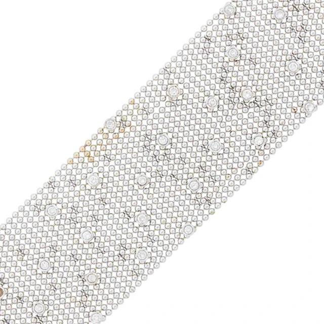 Multistrand White Gold and Diamond Bracelet