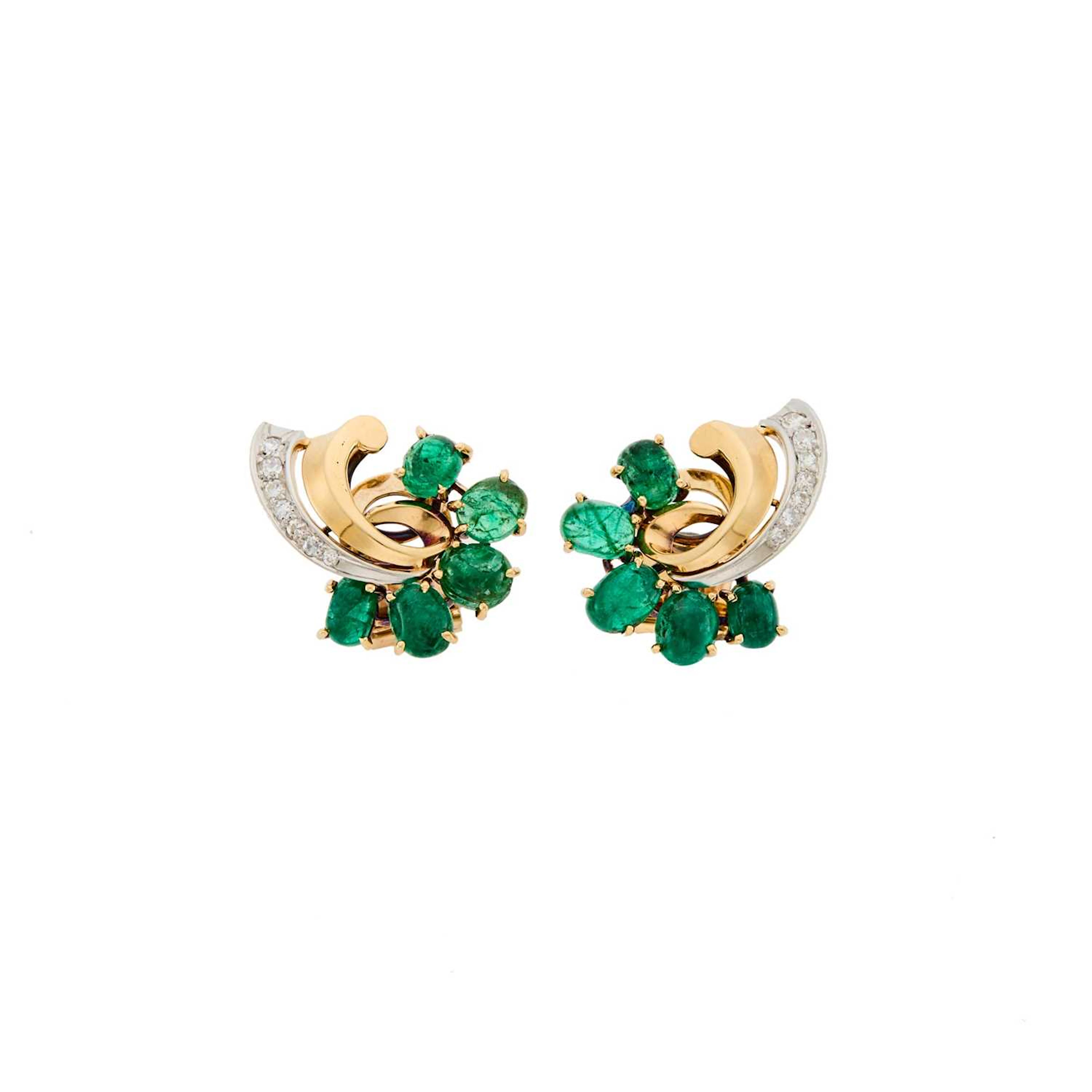 Trabert and Hoeffer, Mauboussin Pair of Rose Gold, Platinum, Cabochon