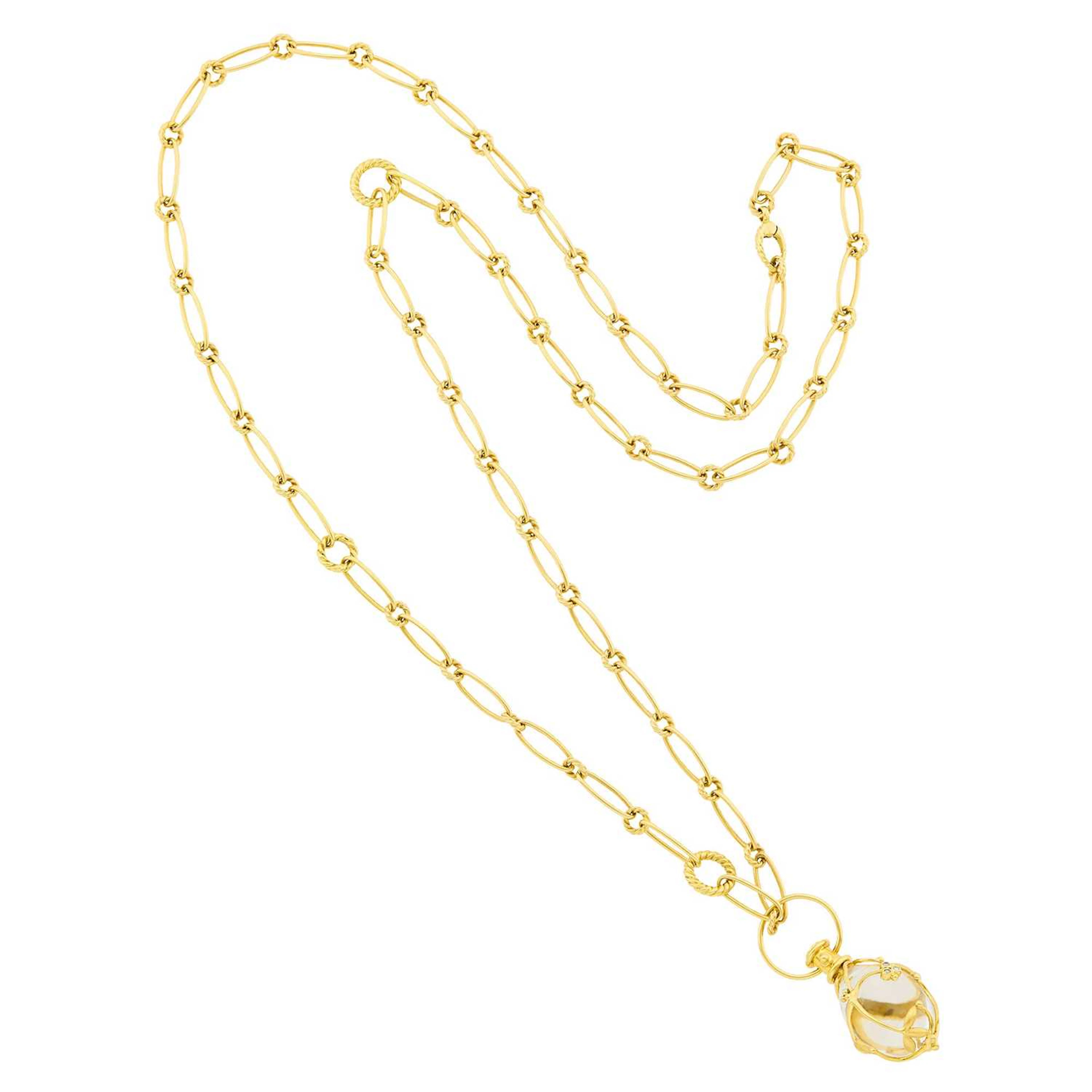 Temple St. Clair Gold, Rock Crystal and Diamond 'Vine Amulet' Pendant