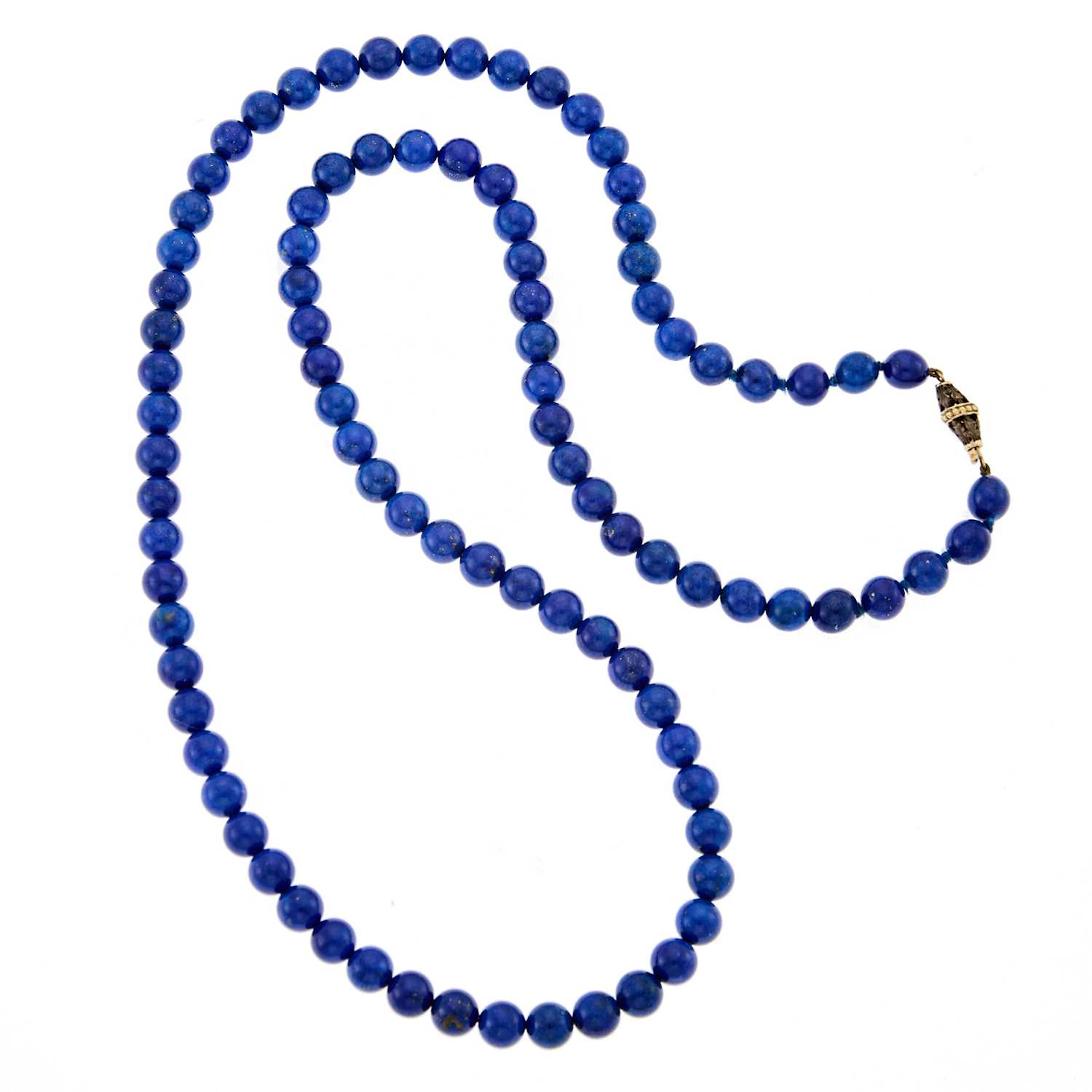 Buccellati Lapis Bead Necklace with Gold and Silver Clasp
