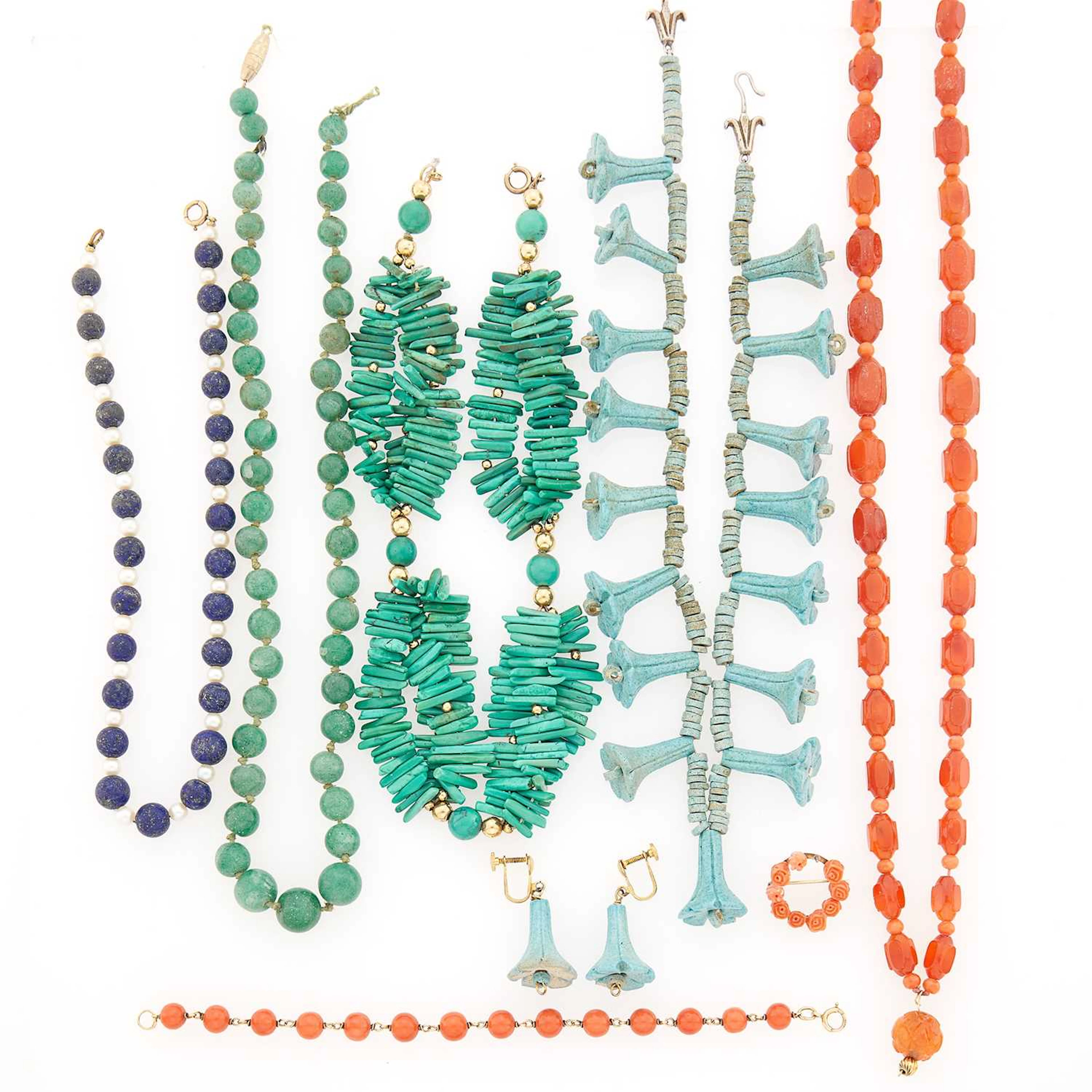 Group of Hardstone Bead and Cultured Pearl Necklaces and Fragments