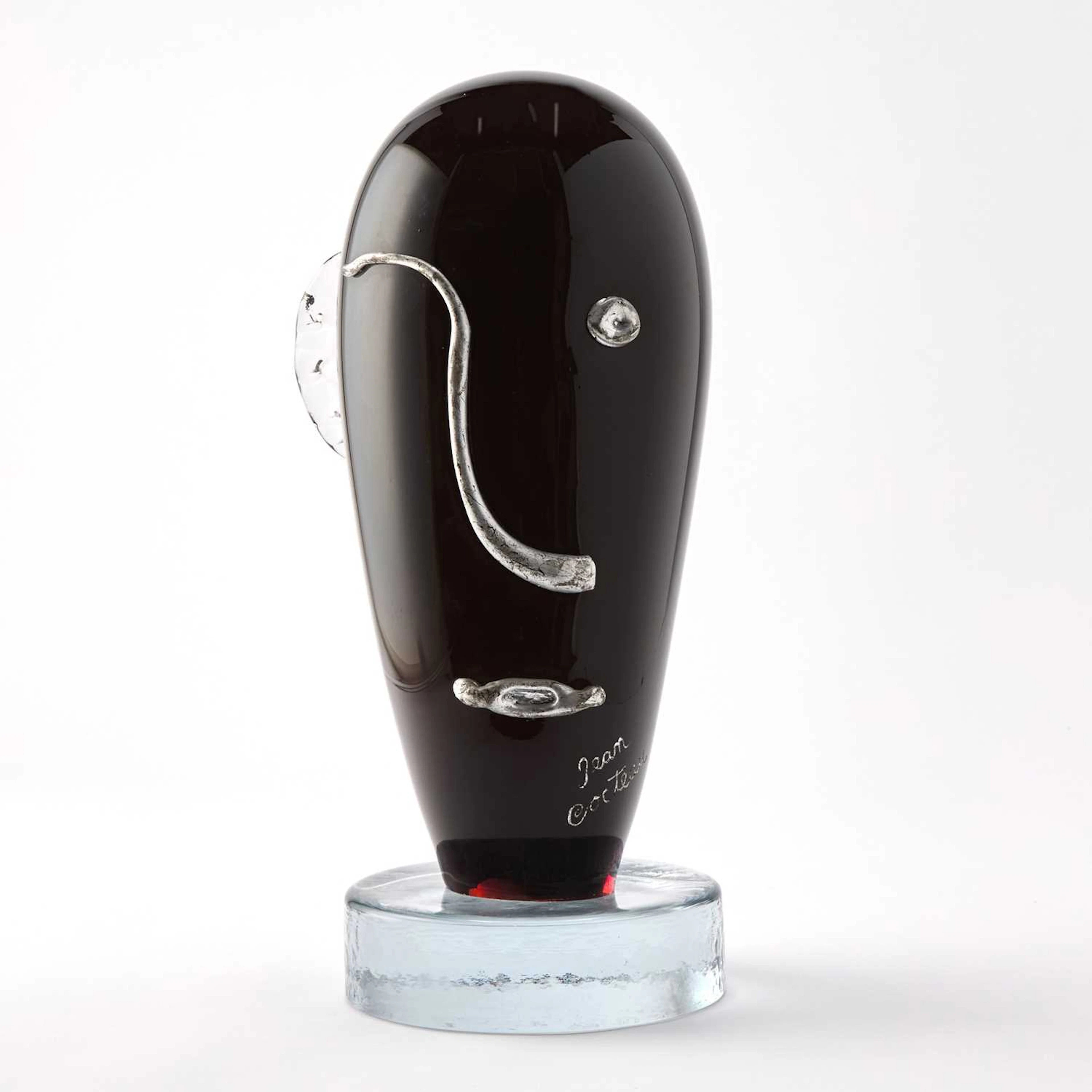 I.V.R. di Mazzega Murano Hot Sculpted Glass Head Scupture Titled "Jean Cocteau"