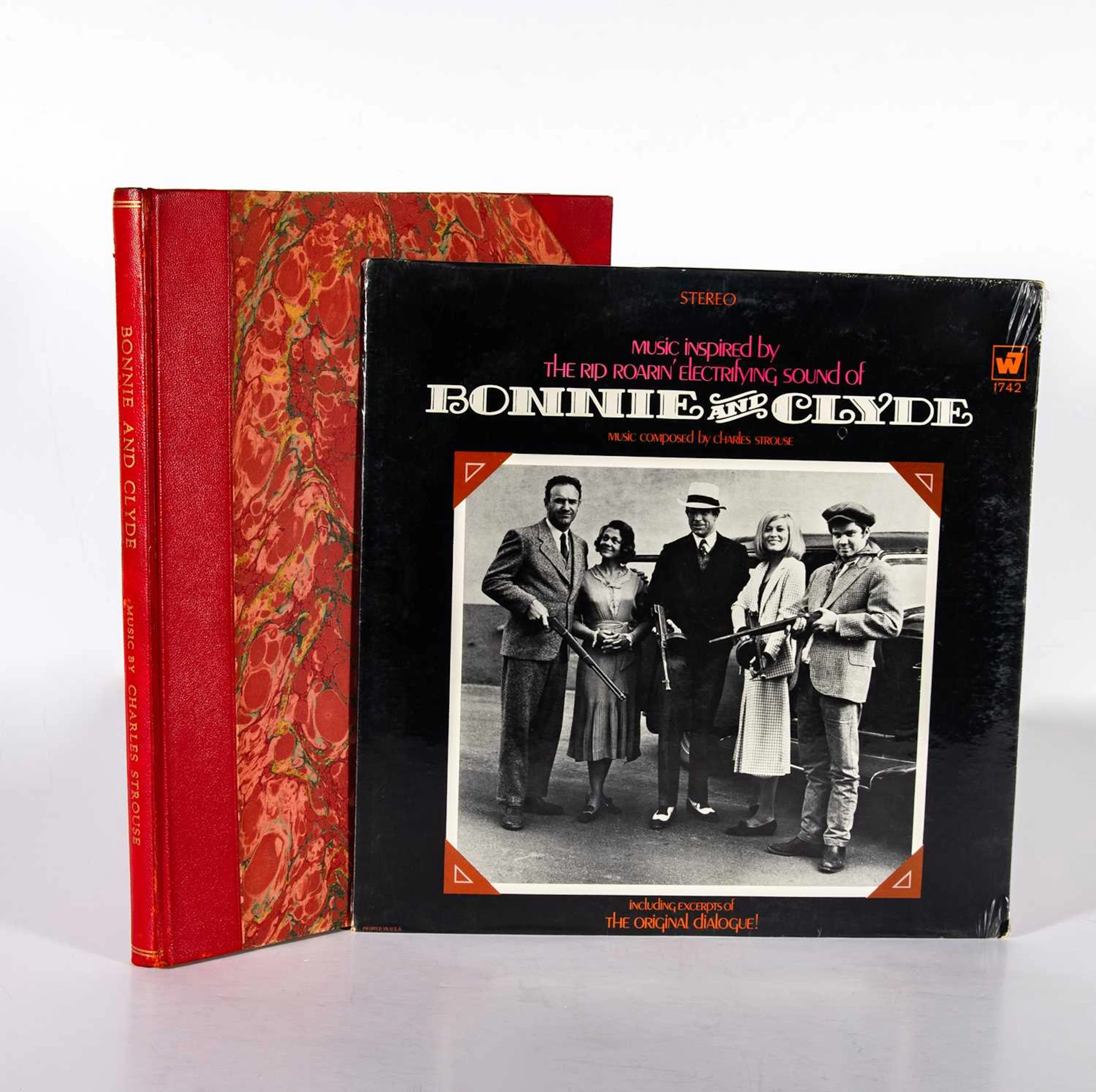 A leather-bound musical score of Bonnie and Clyde gifted to Charles Strouse