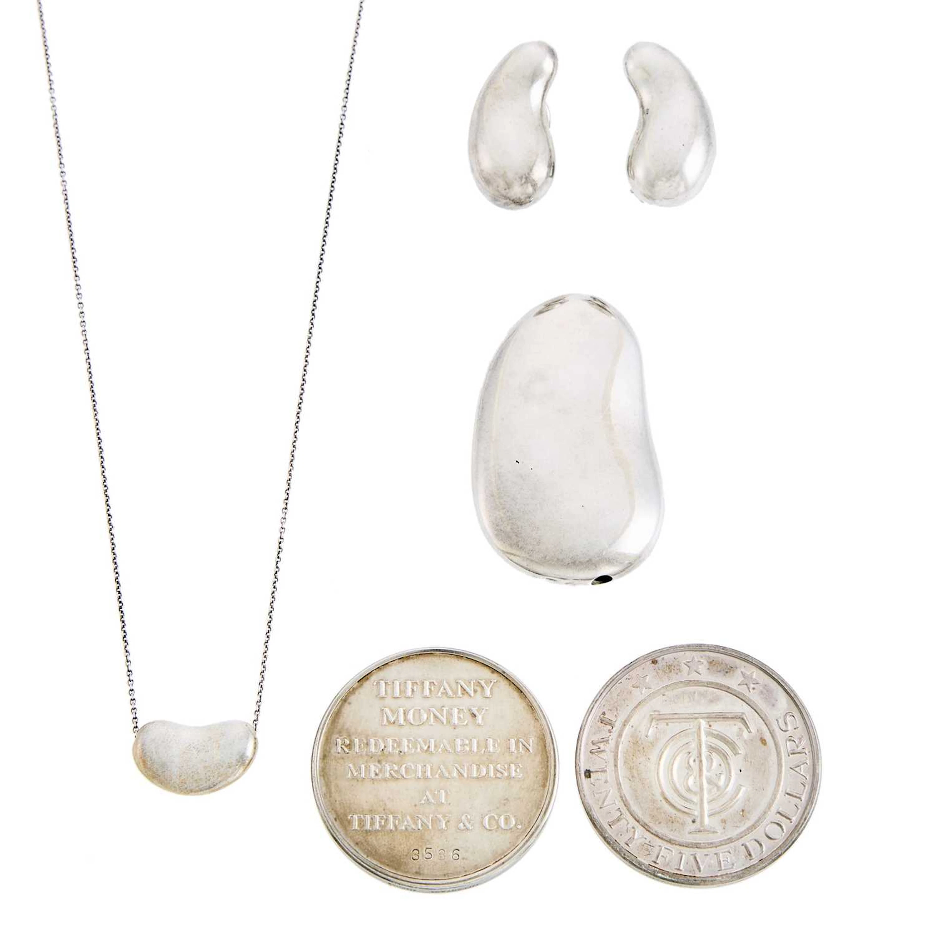 Tiffany & Co., Elsa Peretti Group of Silver 'Bean' Jewelry and Coins