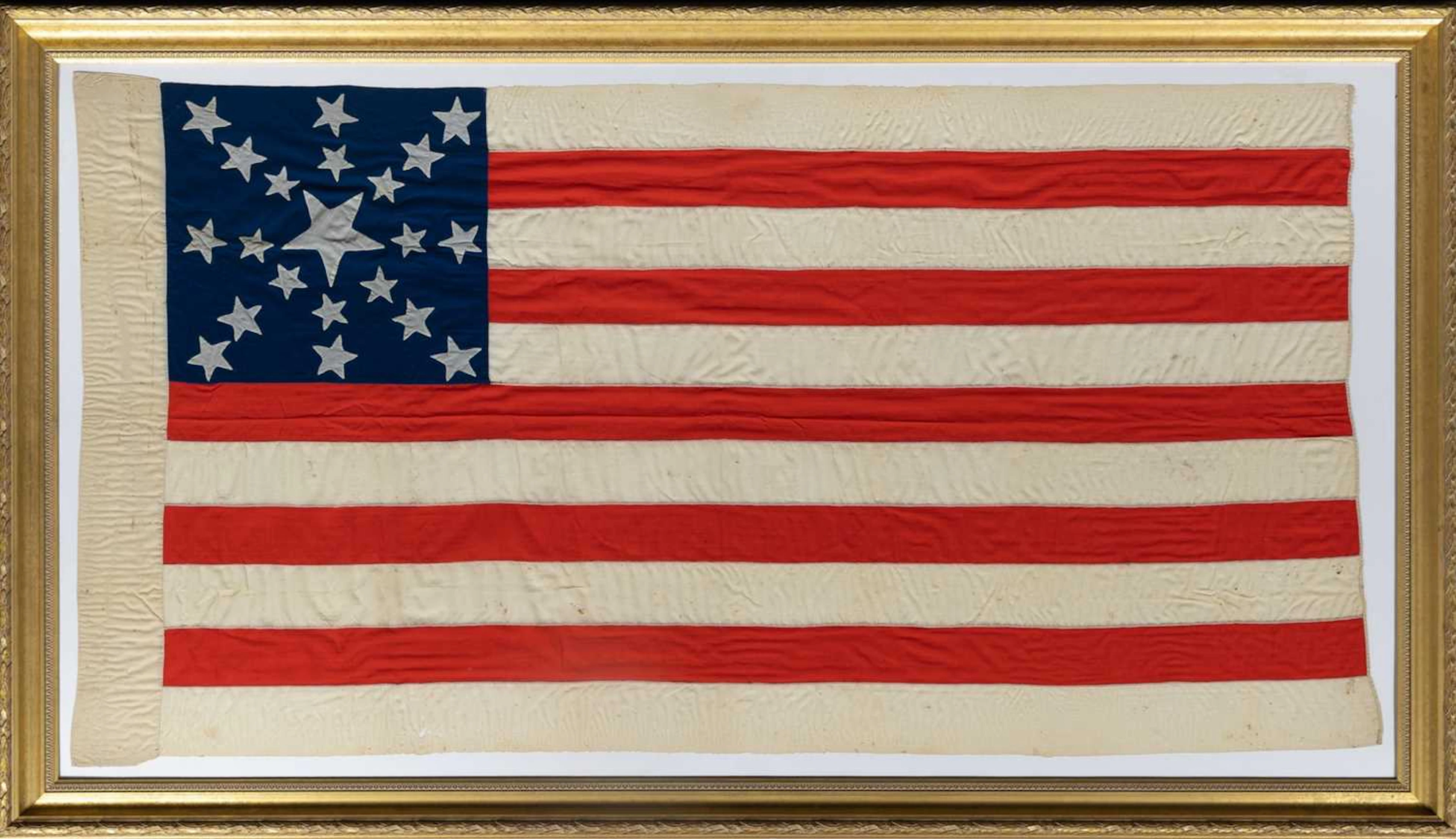 A large and rare 21-Star United States Flag in the Great Star pattern