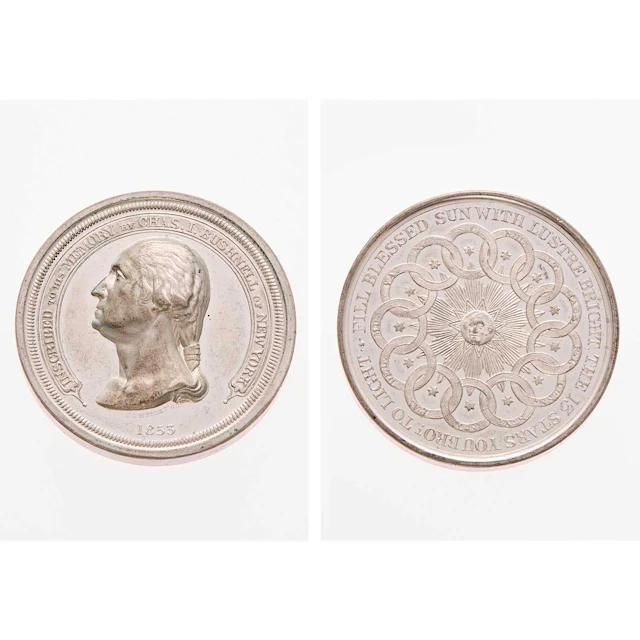 United States. "1853" (c. 1886). Fill Blessed Sun Medal. White Metal.