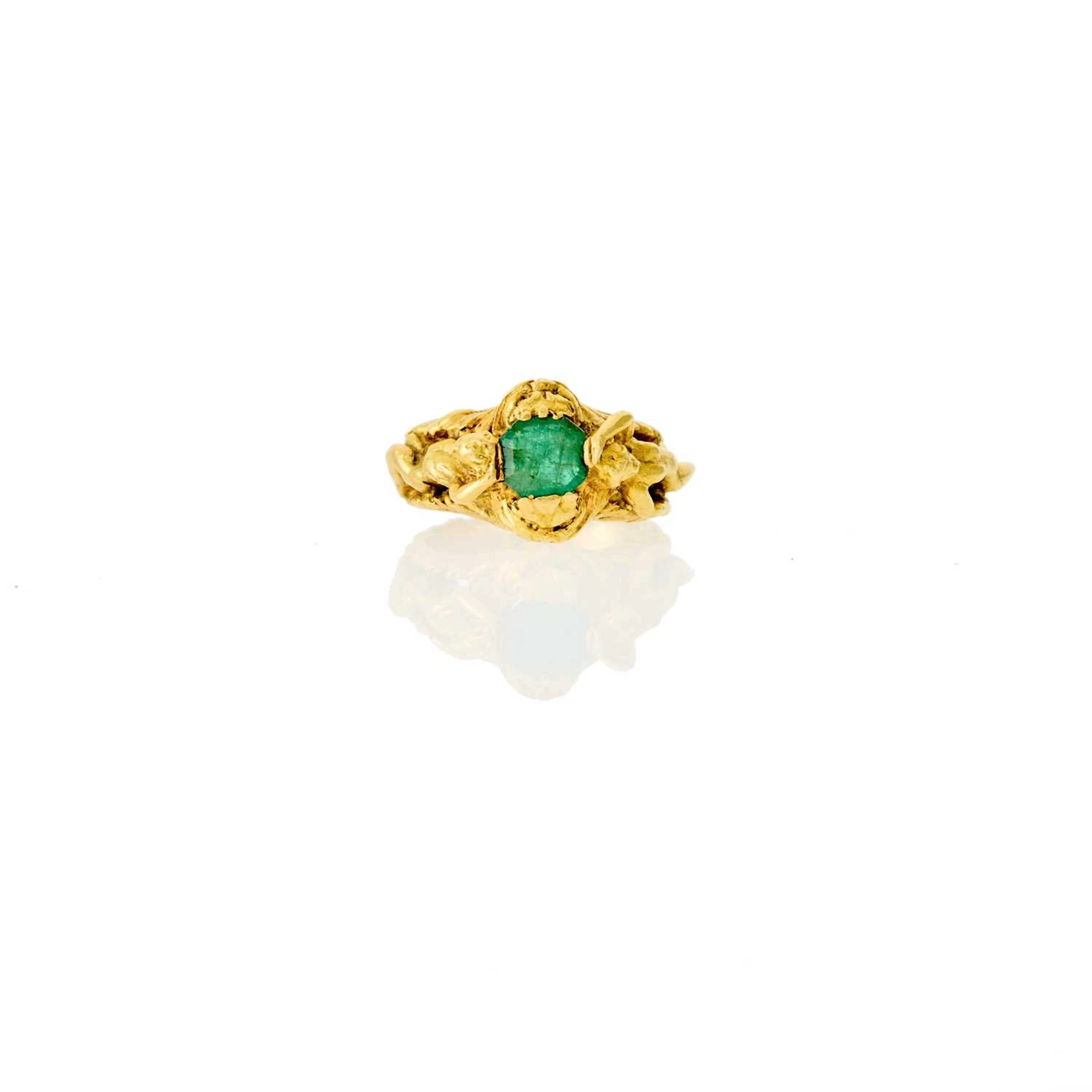 Gold and Emerald Figural Ring