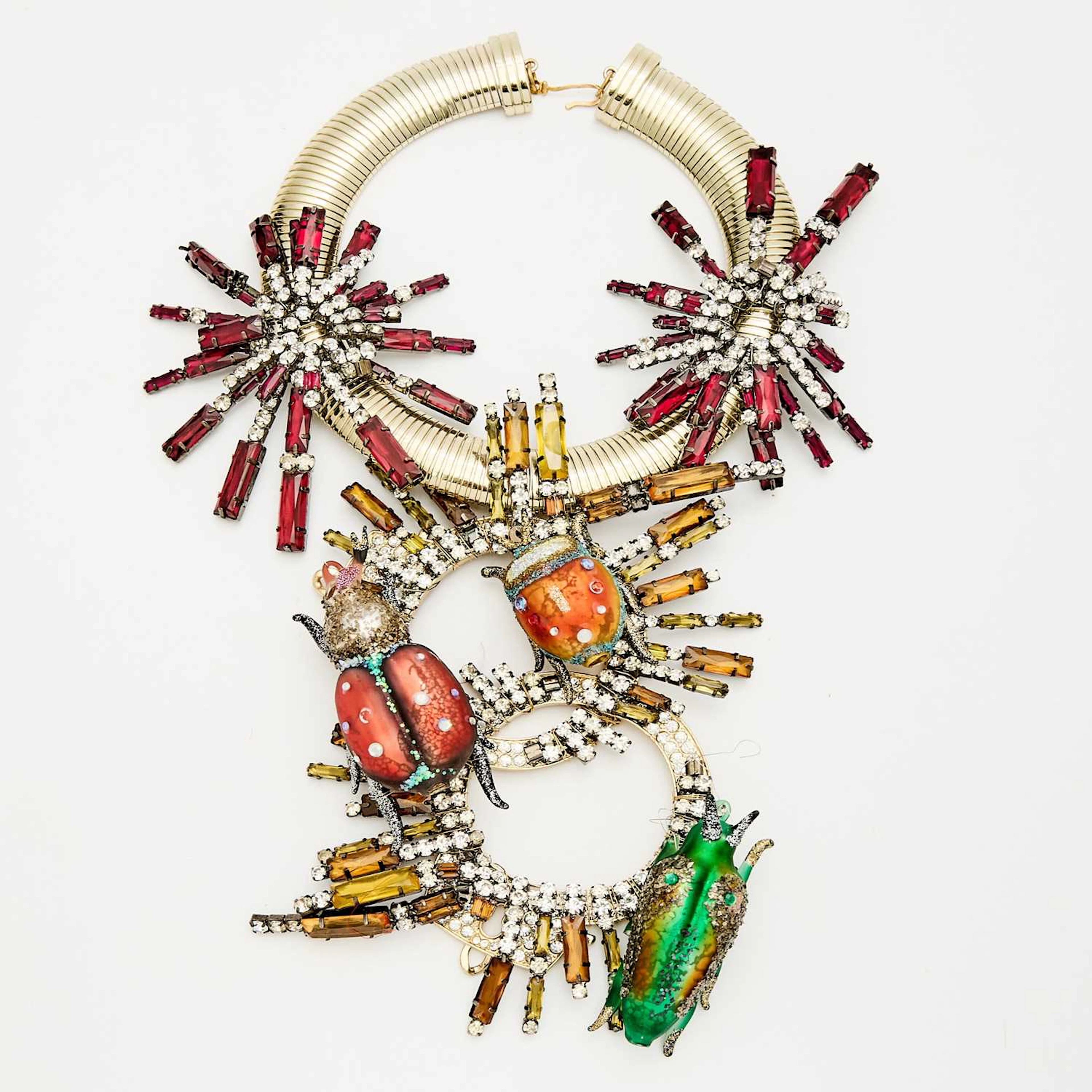 Glass, Rhinestone and Metal Statement Costume Necklace