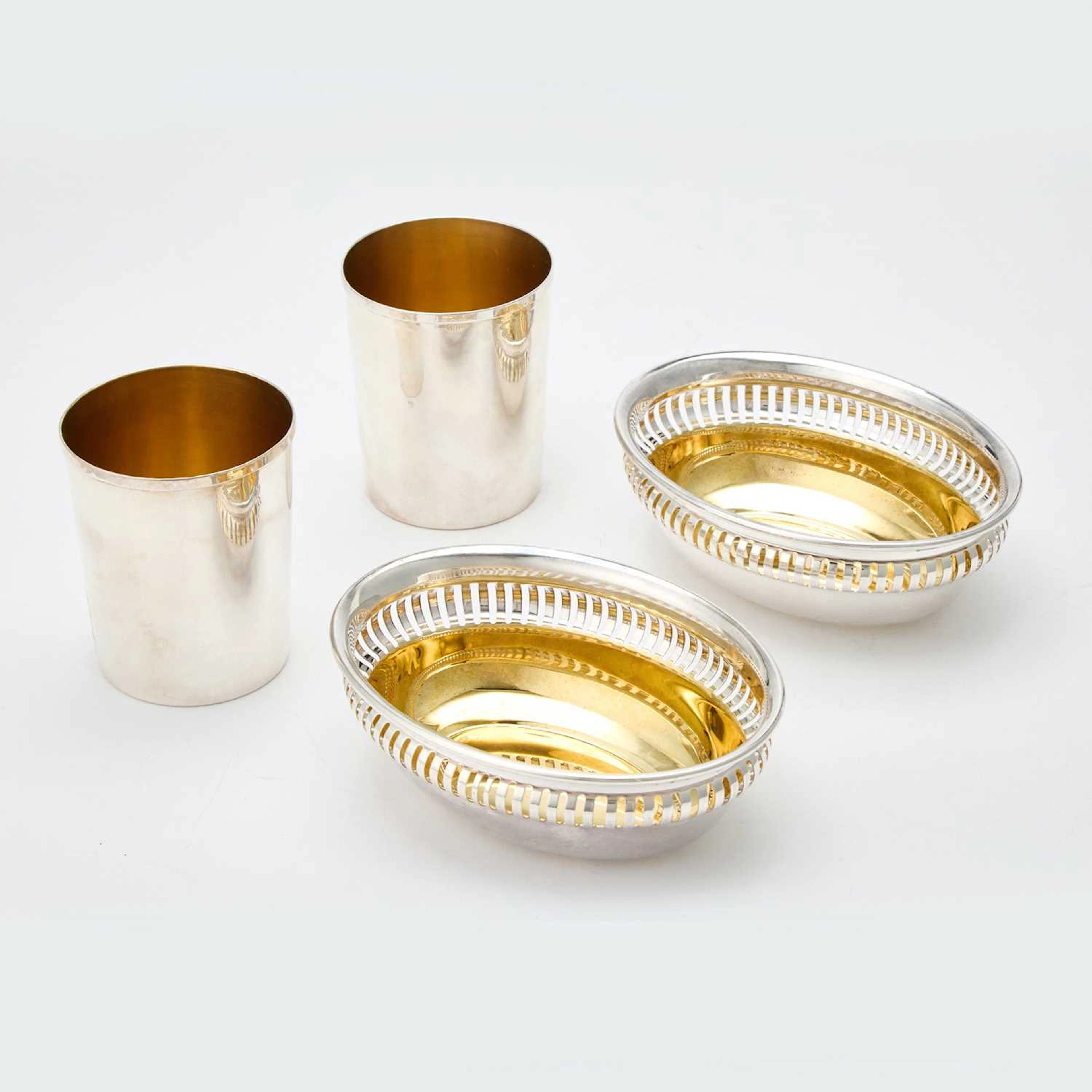 Pair of Italian Silver Bowls and Pair of Continental Silver Beakers