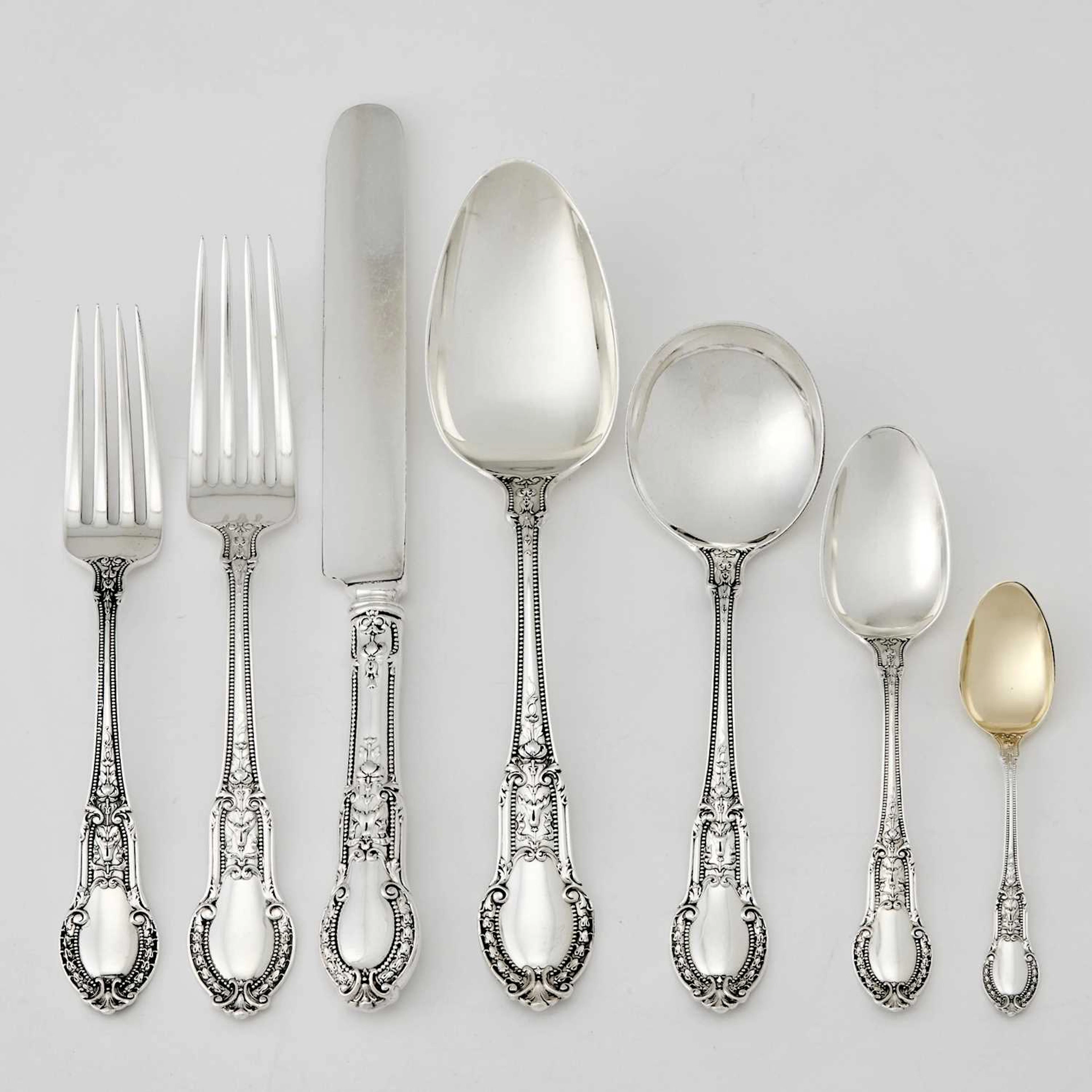 Gorham Sterling Silver "Tuileries" Pattern Part Flatware Service