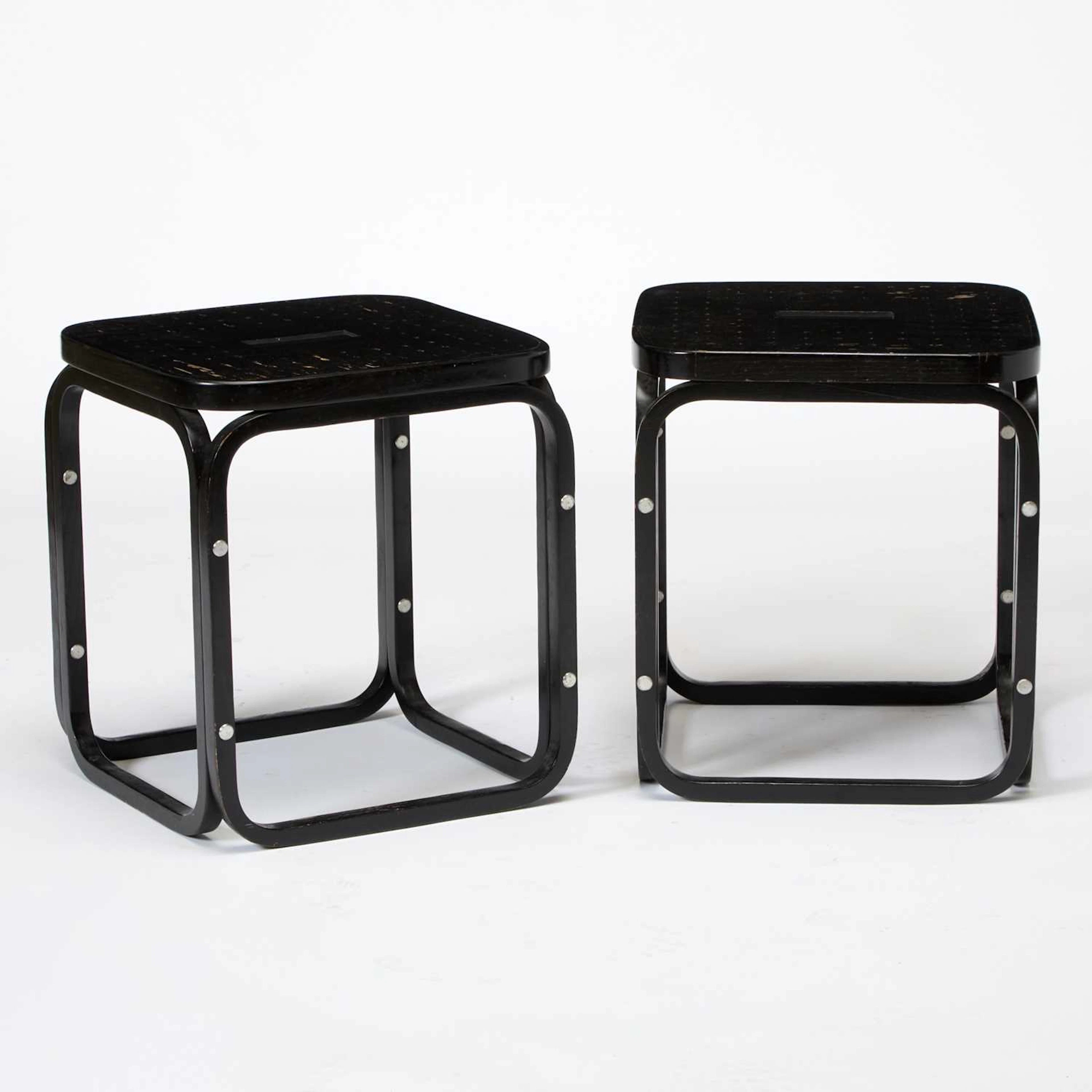 Pair of Otto Wagner Painted Bentwood Stools