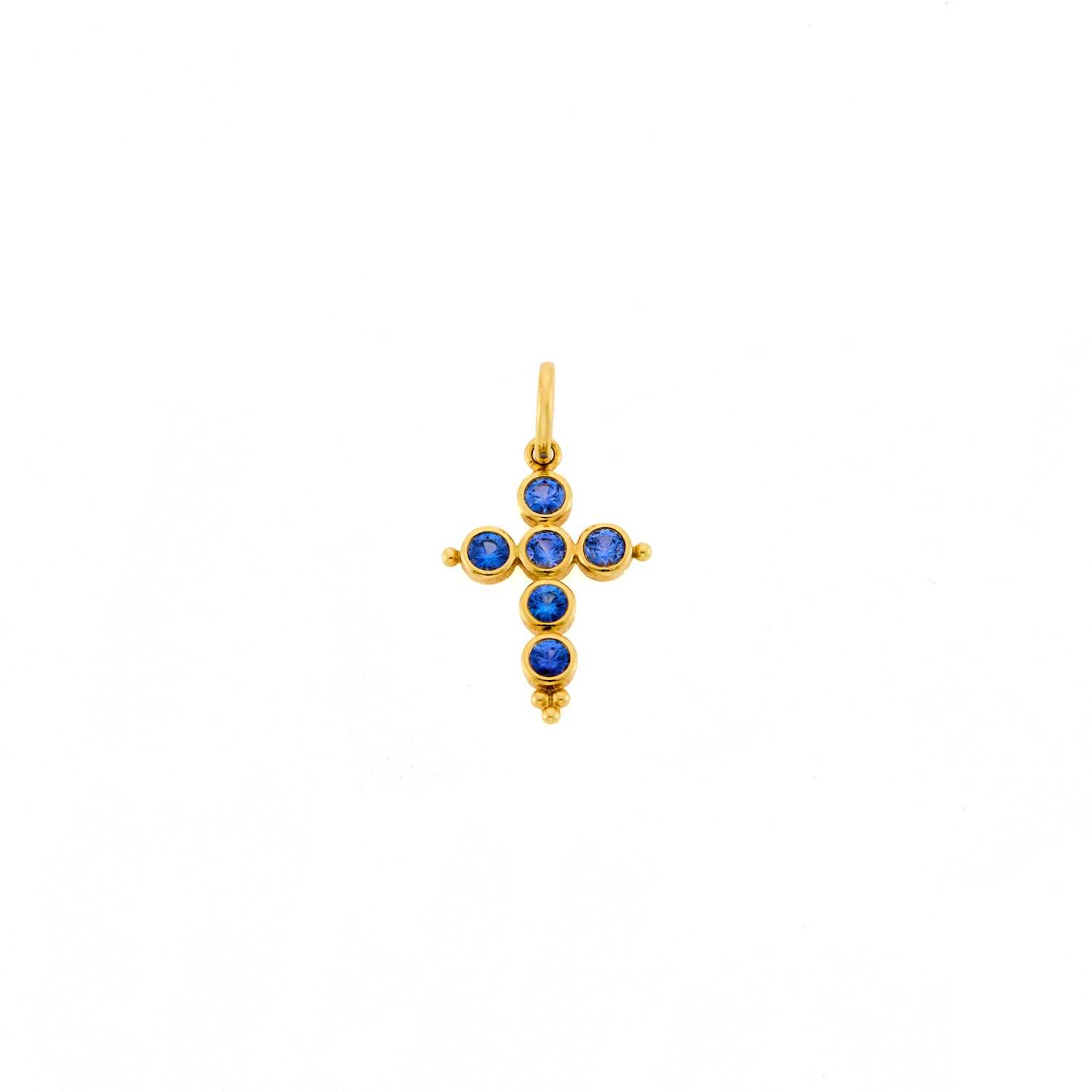 Temple St. Clair Gold, Sapphire and Diamond Cross Pendant