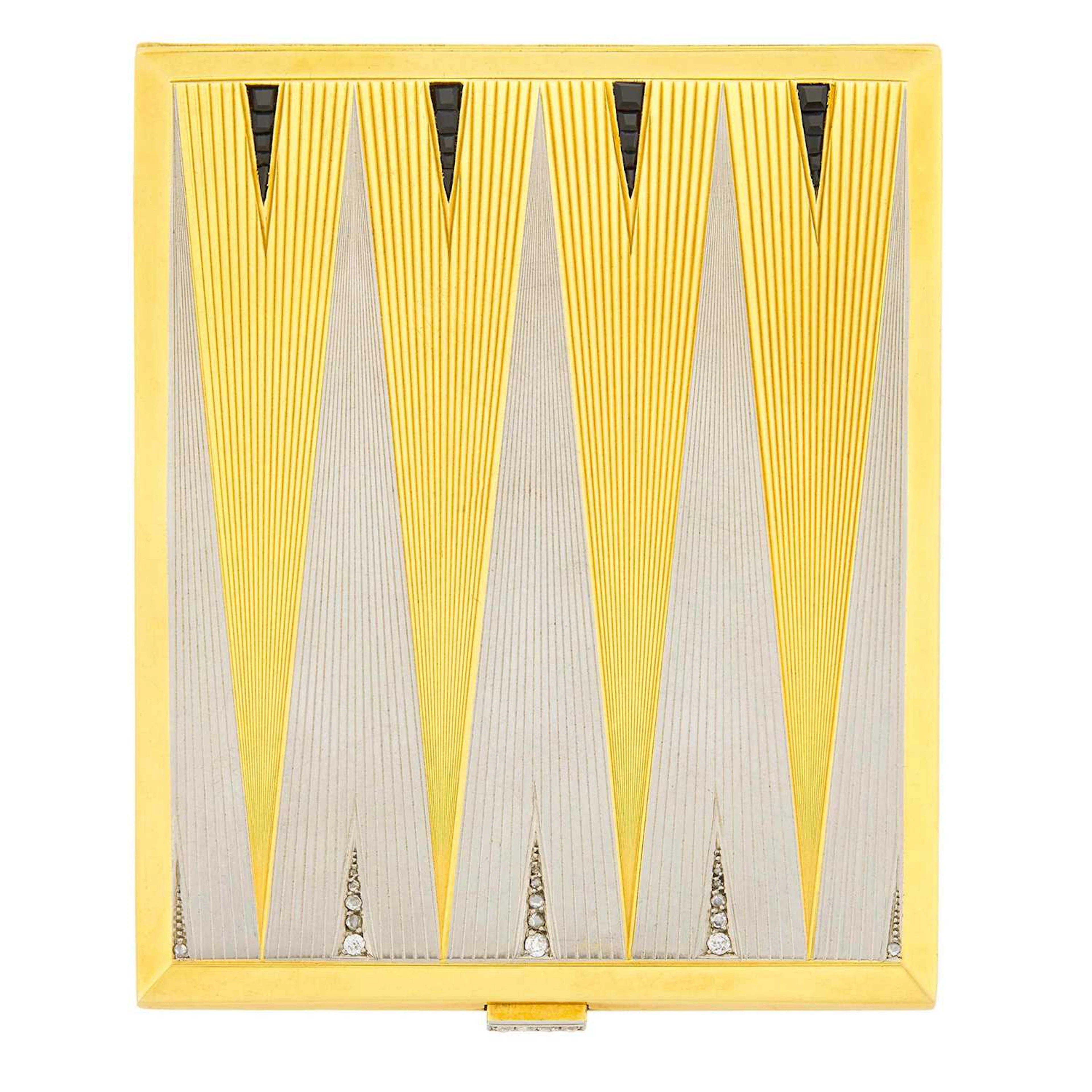 Two-Color Gold, Diamond and Black Onyx Cigarette Case