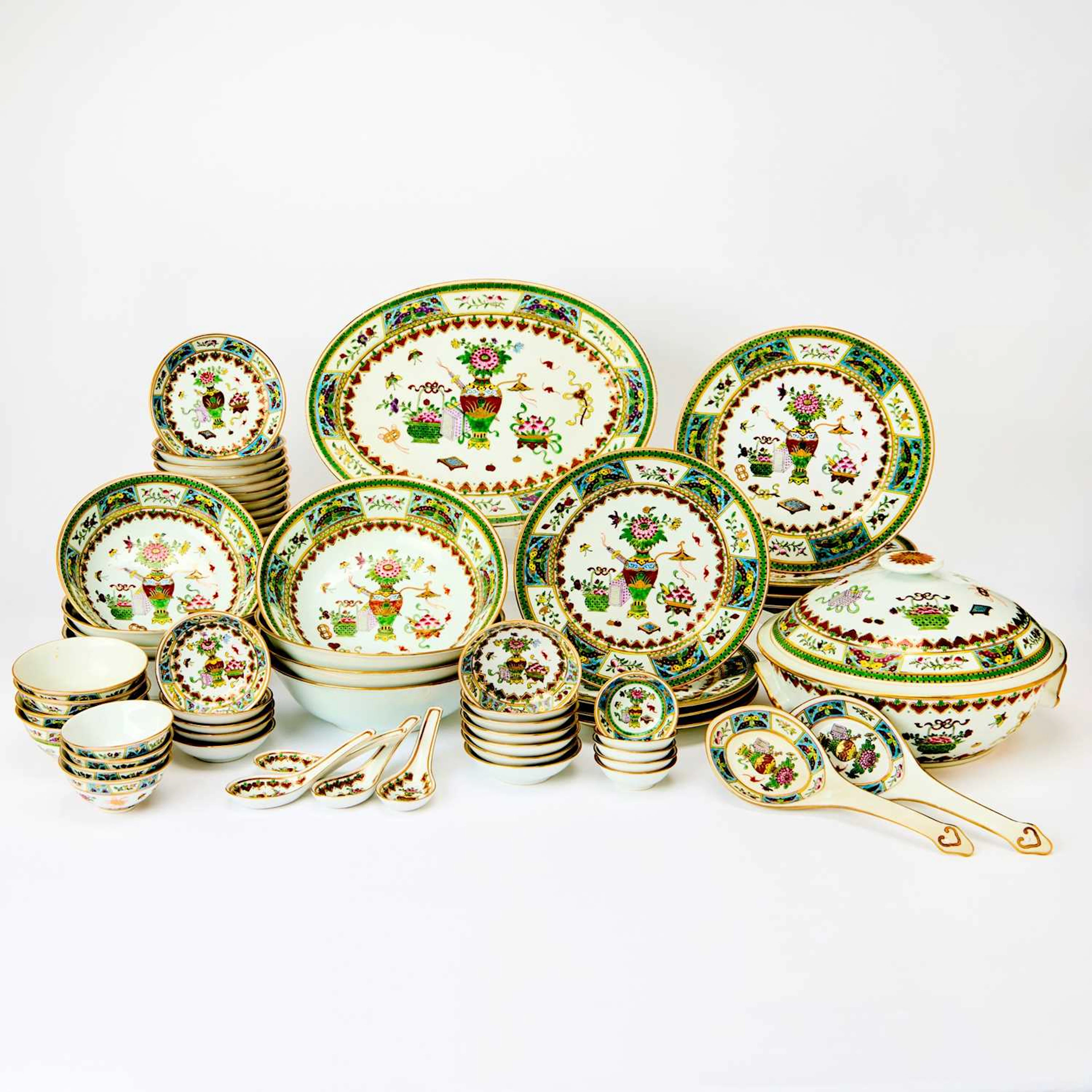 Assembled Group of Chinese Porcelain Tableware Articles