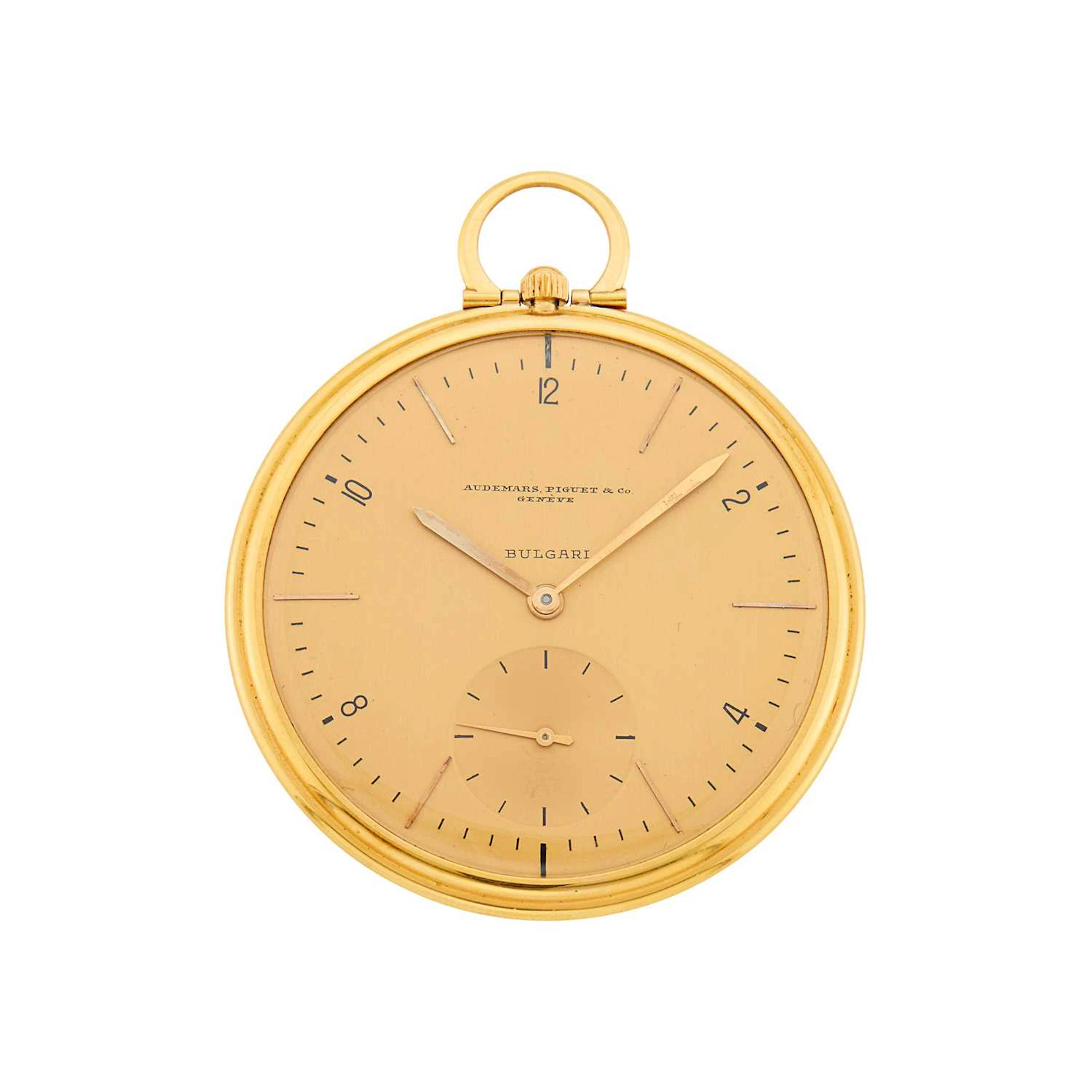 Audemars Piguet Gold Open Face Pocket Watch, Retailed by Bulgari
