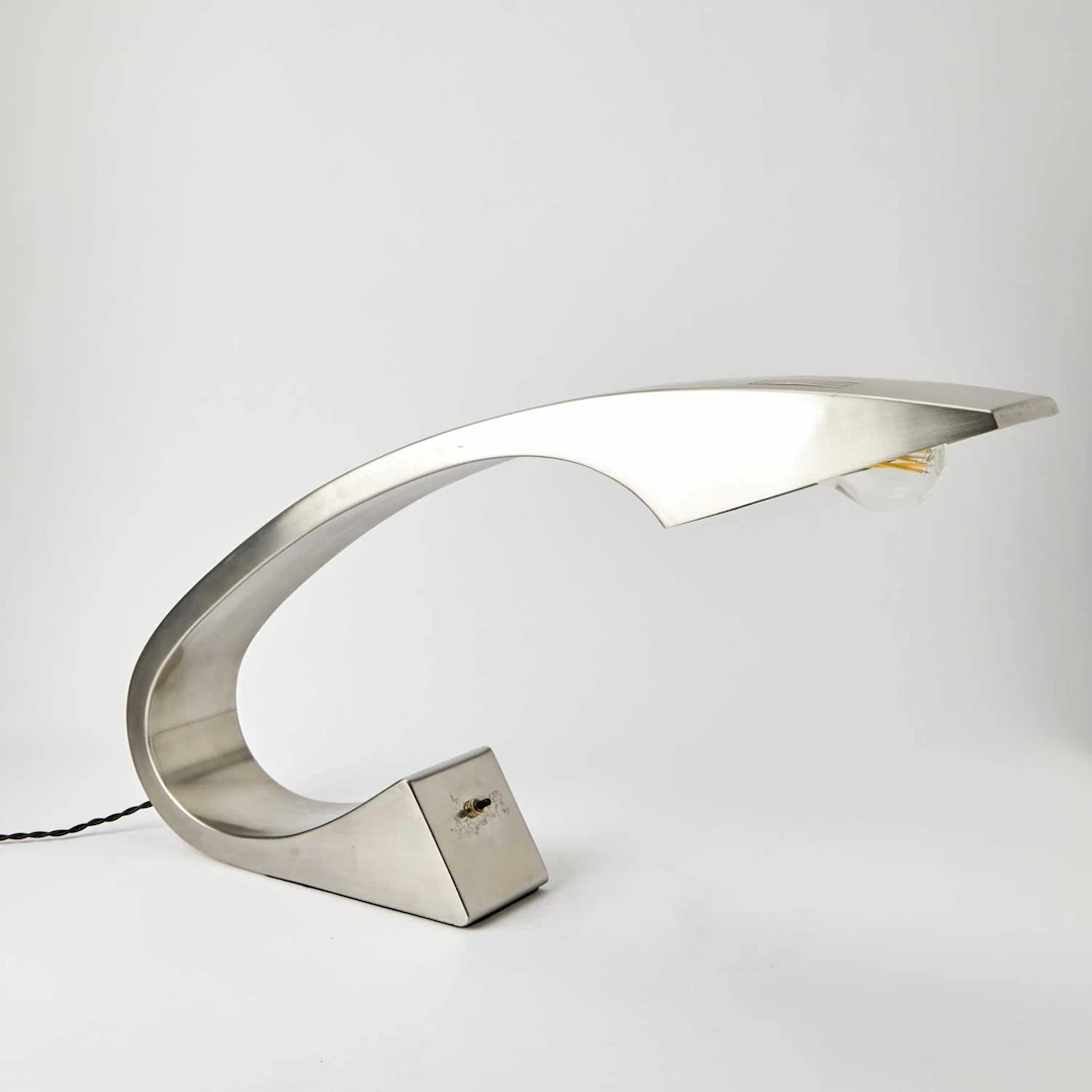 Fase Mid-Century Design Stainless Steel “Impala” Table Lamp