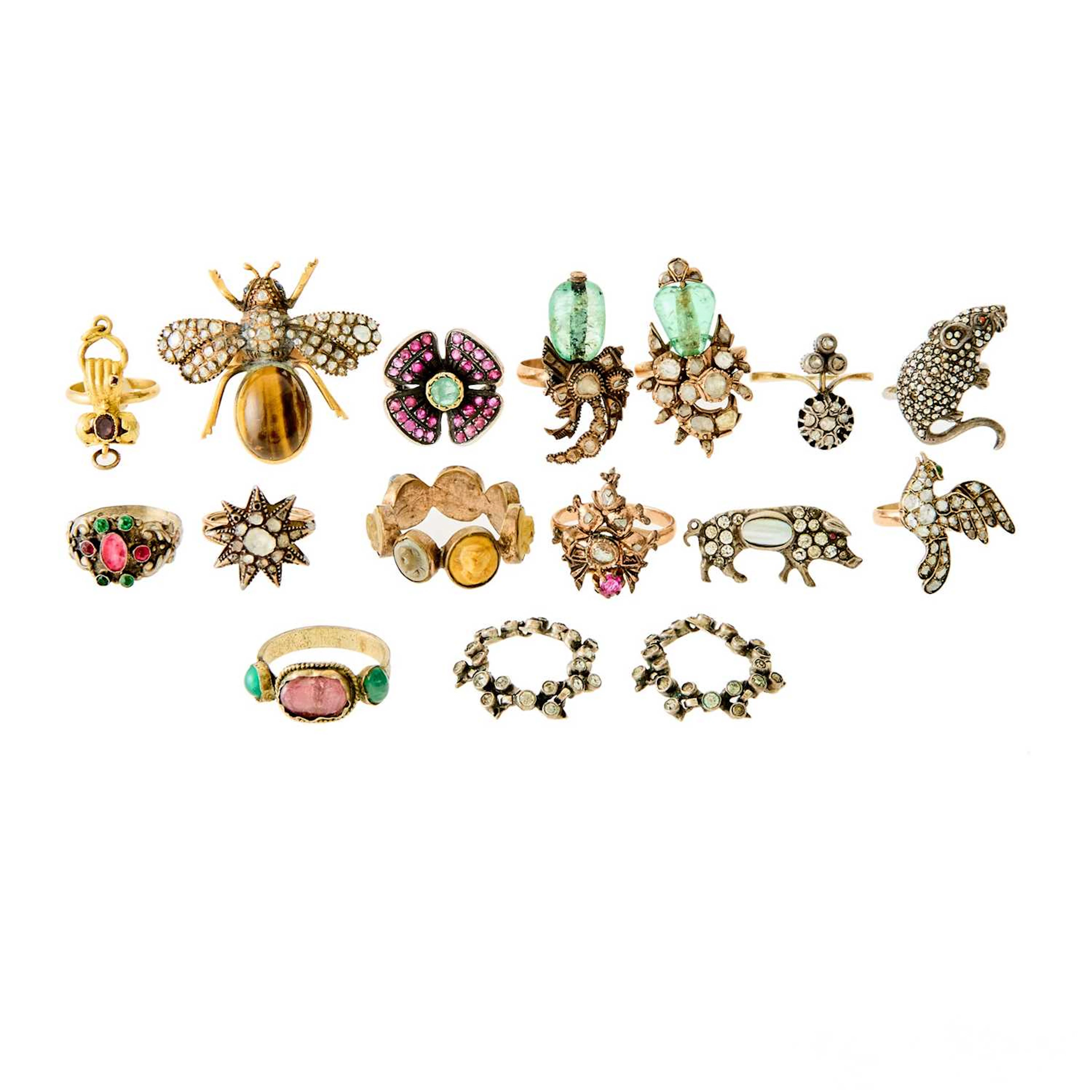 Group of Gold, Metal and Colored Stone Rings