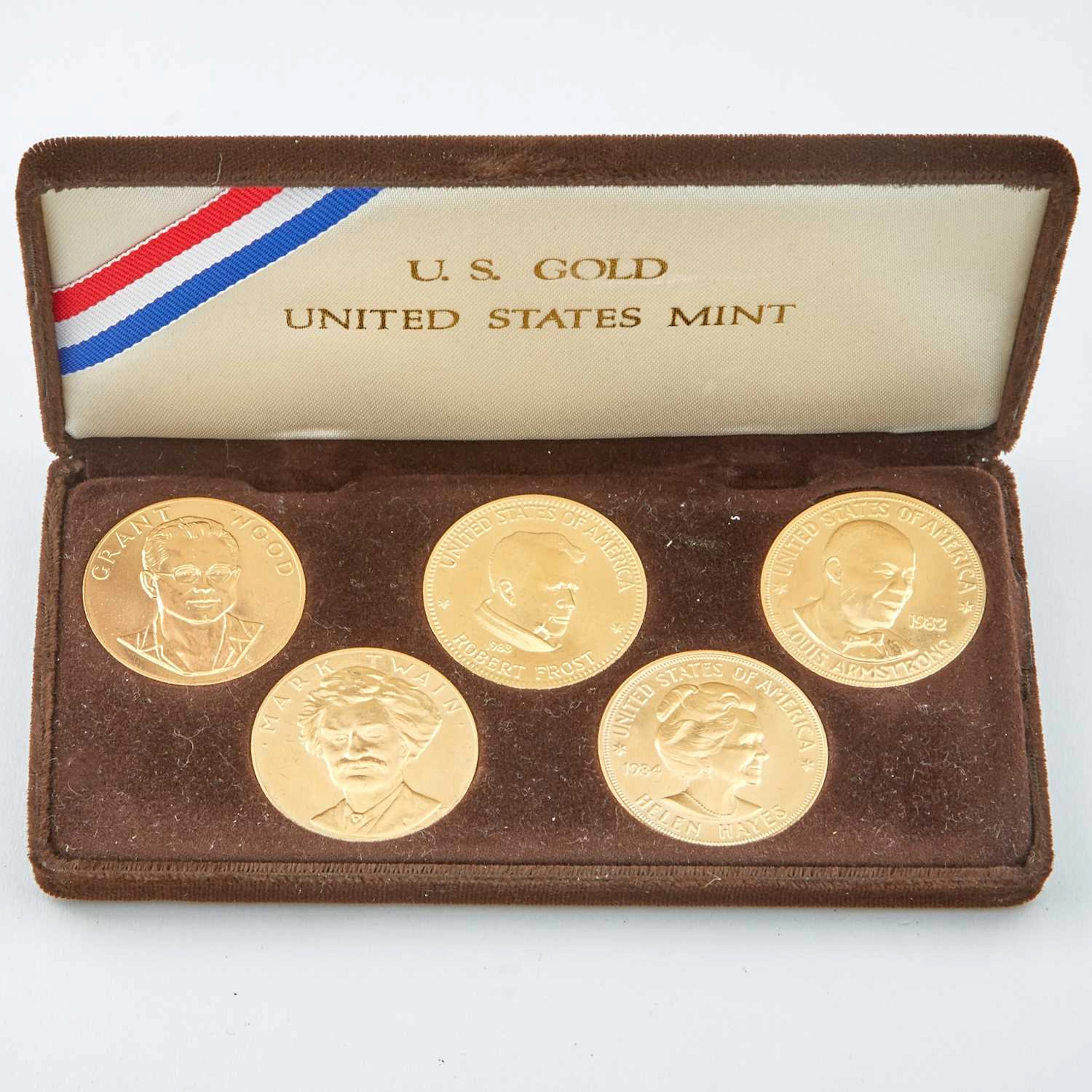 Set of 5 US American Arts Commemorative Series Gold Coins: Grant Wood--1980