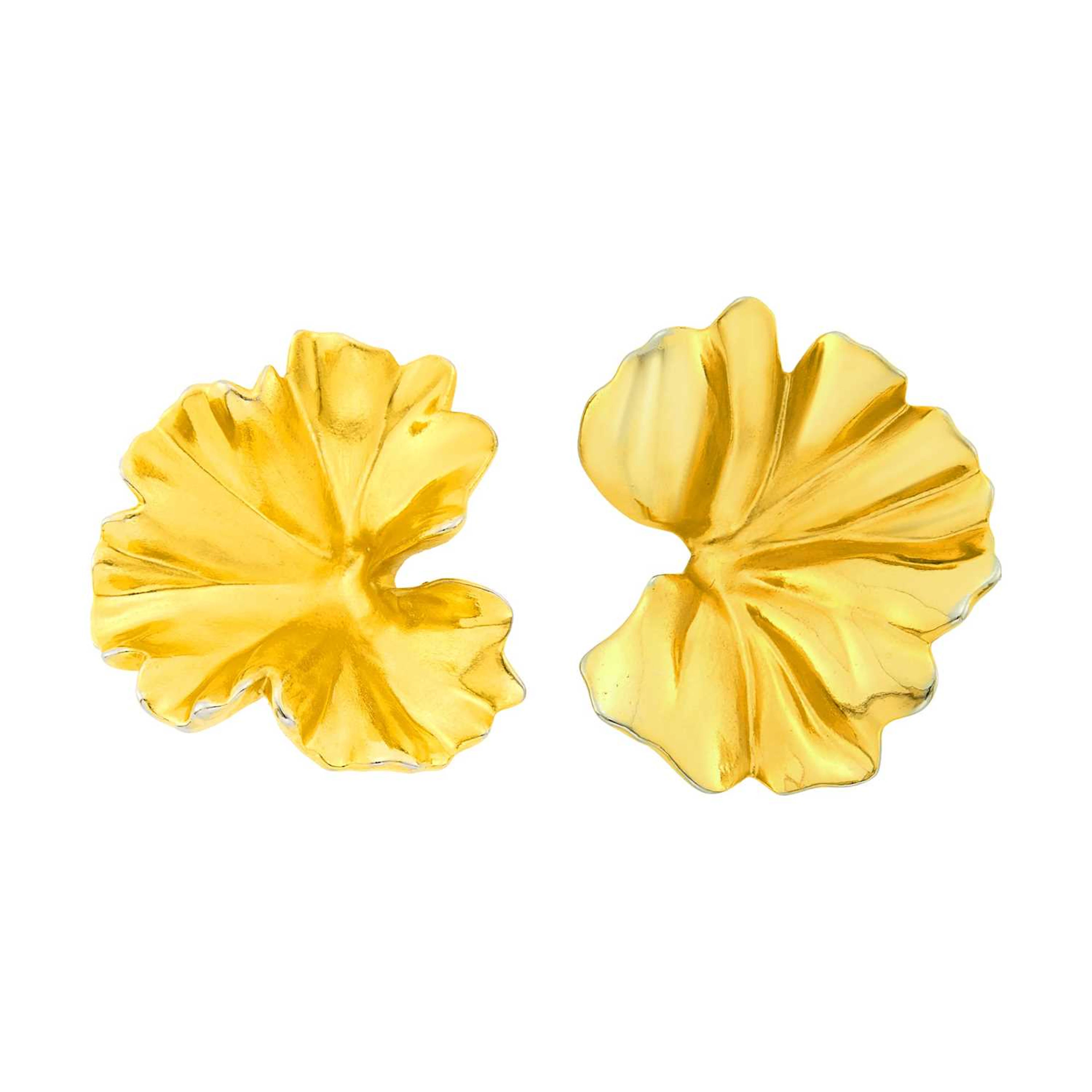 JAR Paris Pair of Gold-Plated Aluminum 'Golden Geranium' Earclips
