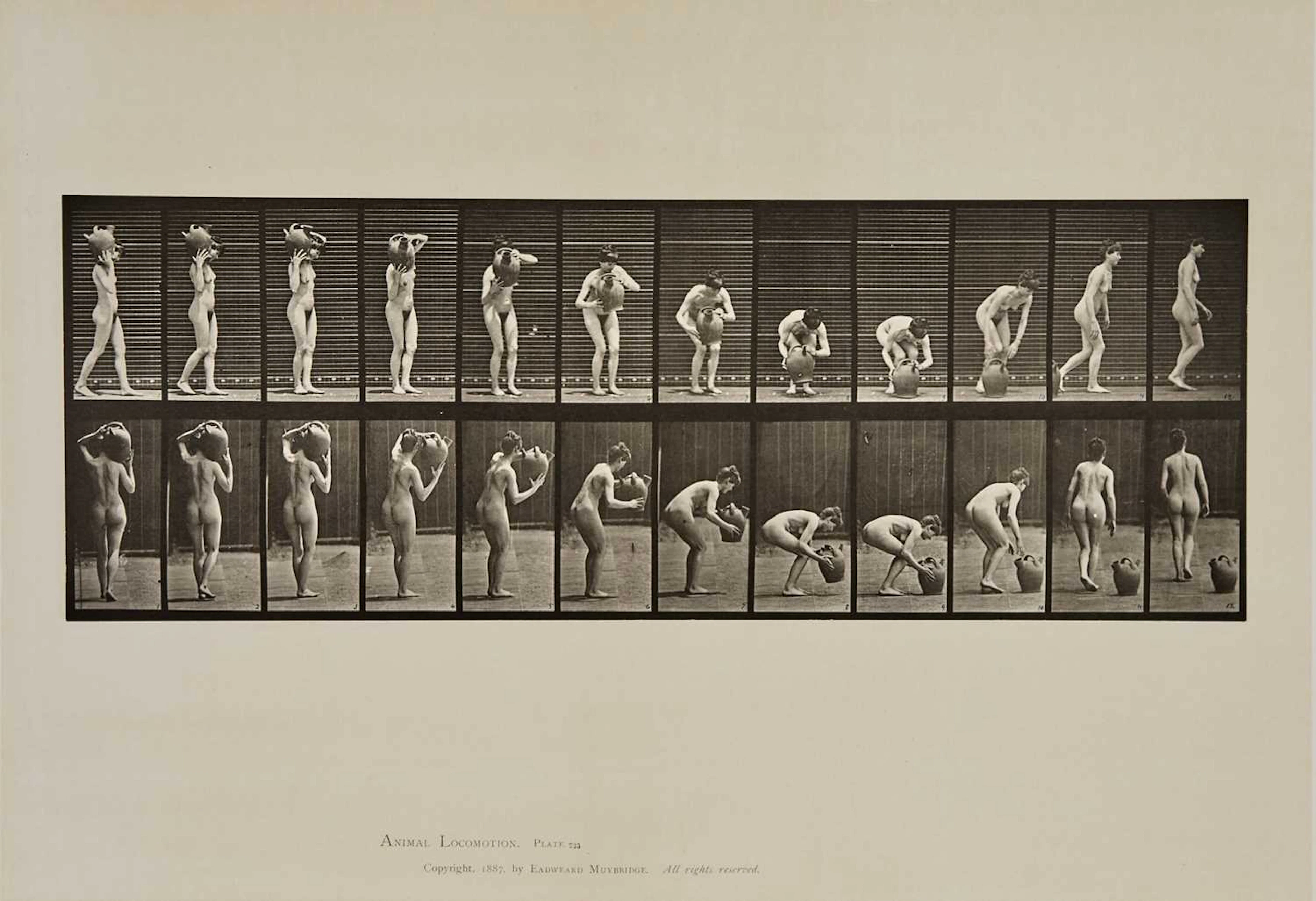 Group of four plates from Muybridge's Human and Animal Locomotion
