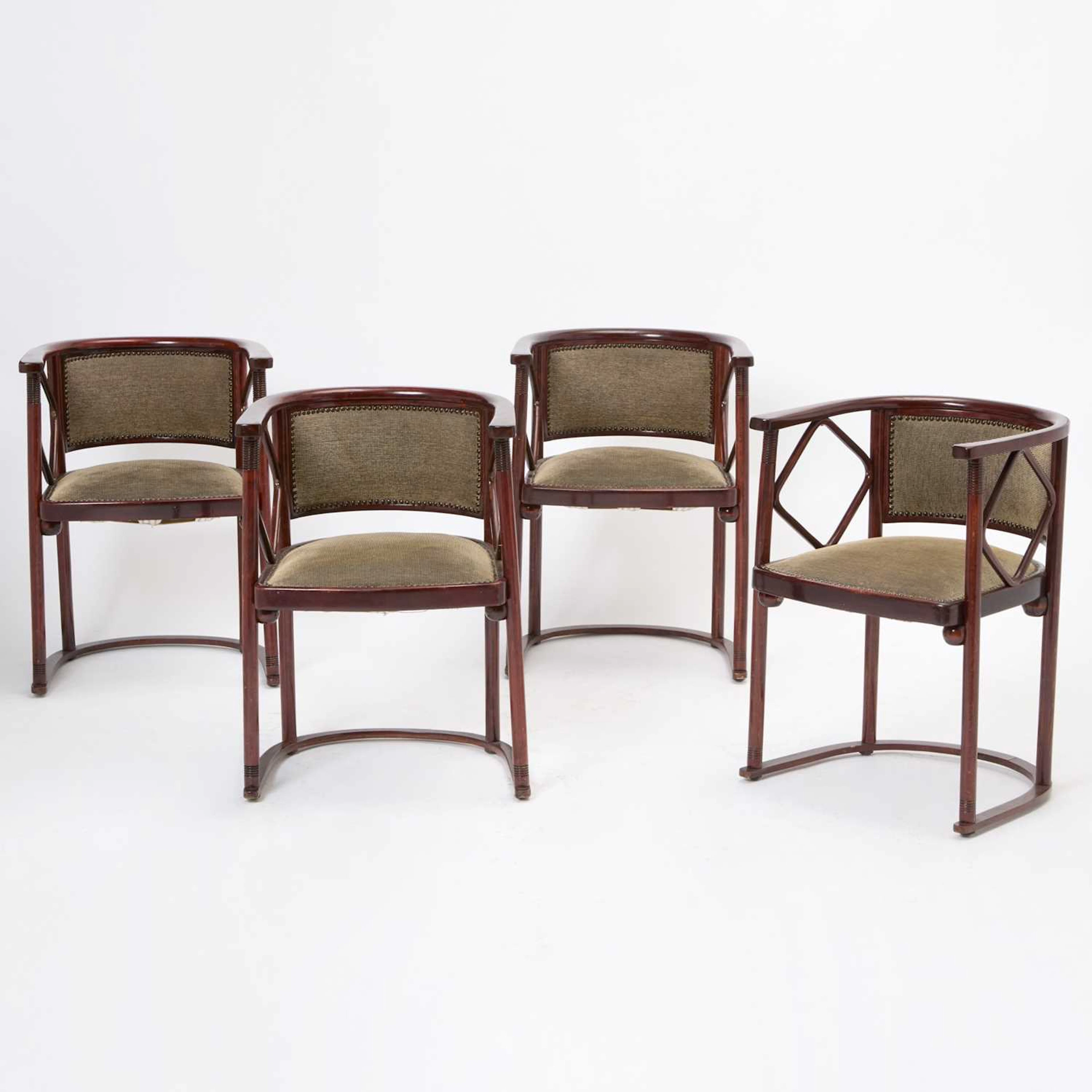 Set of Four Josef Hoffmann Upholstered Stained Beech "Fledermaus: