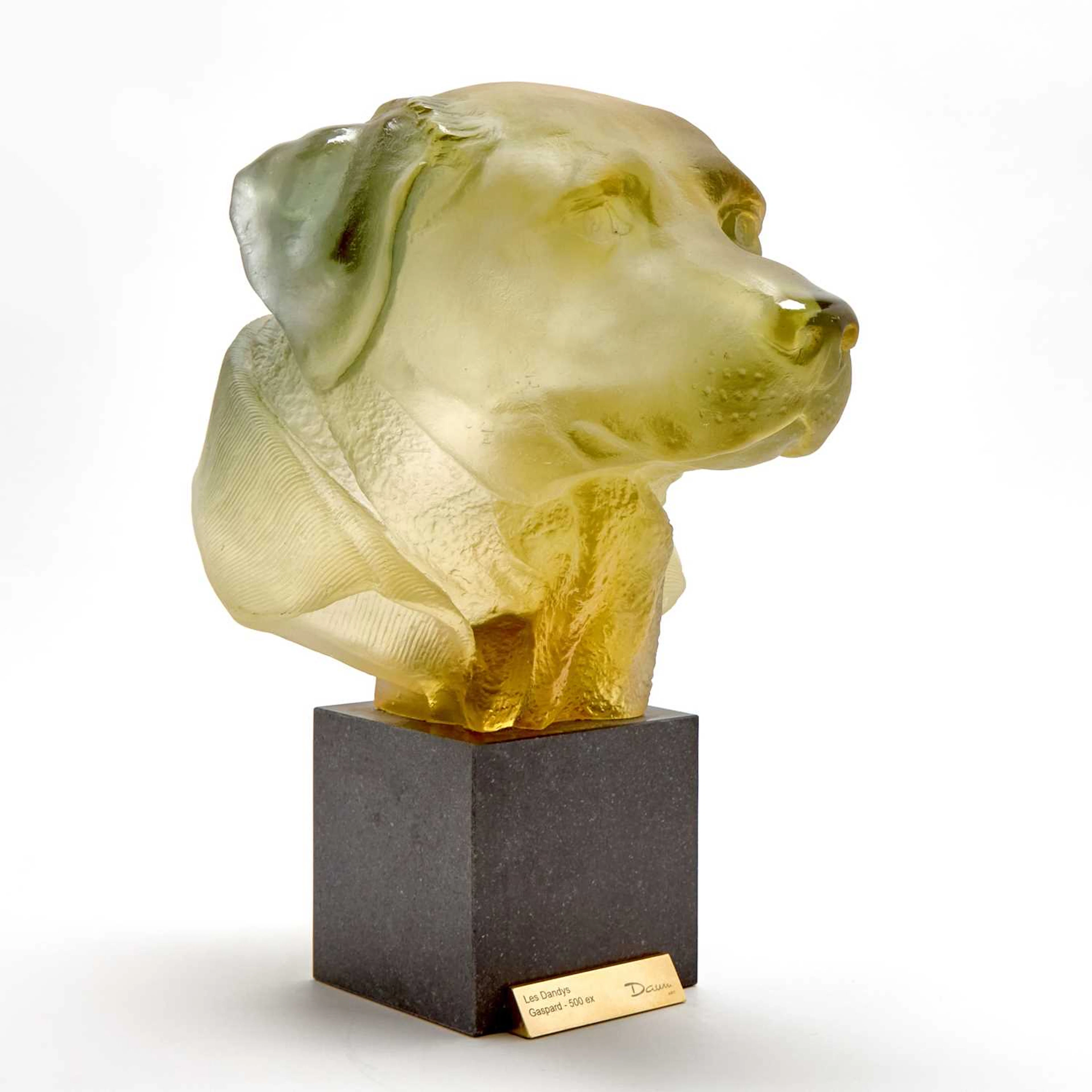 Jean-Francois Leroy for Daum Pâte-de-Verre Head of a Retriever Titled