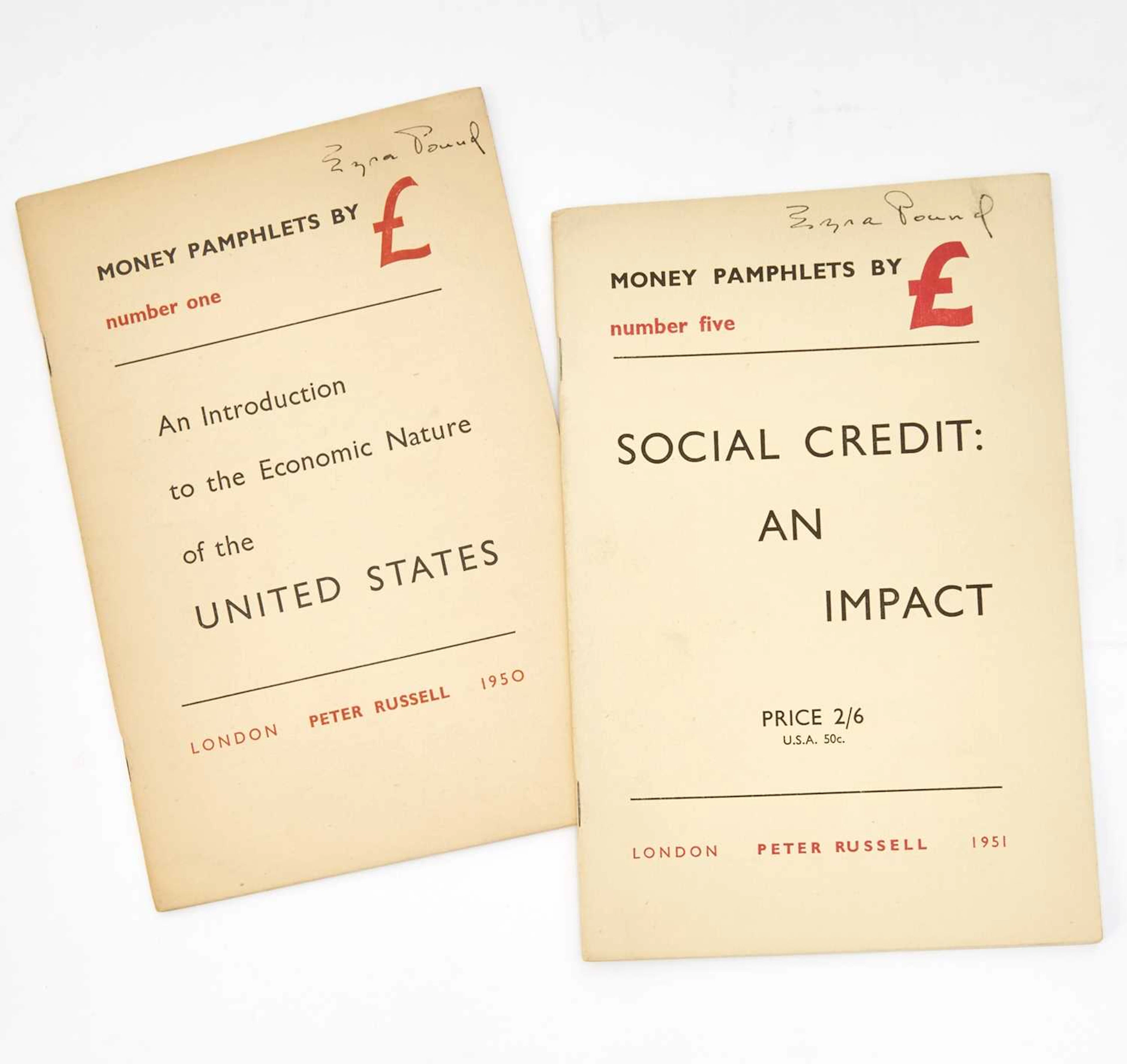 Scarce economic pamphlets by Ezra Pound, signed