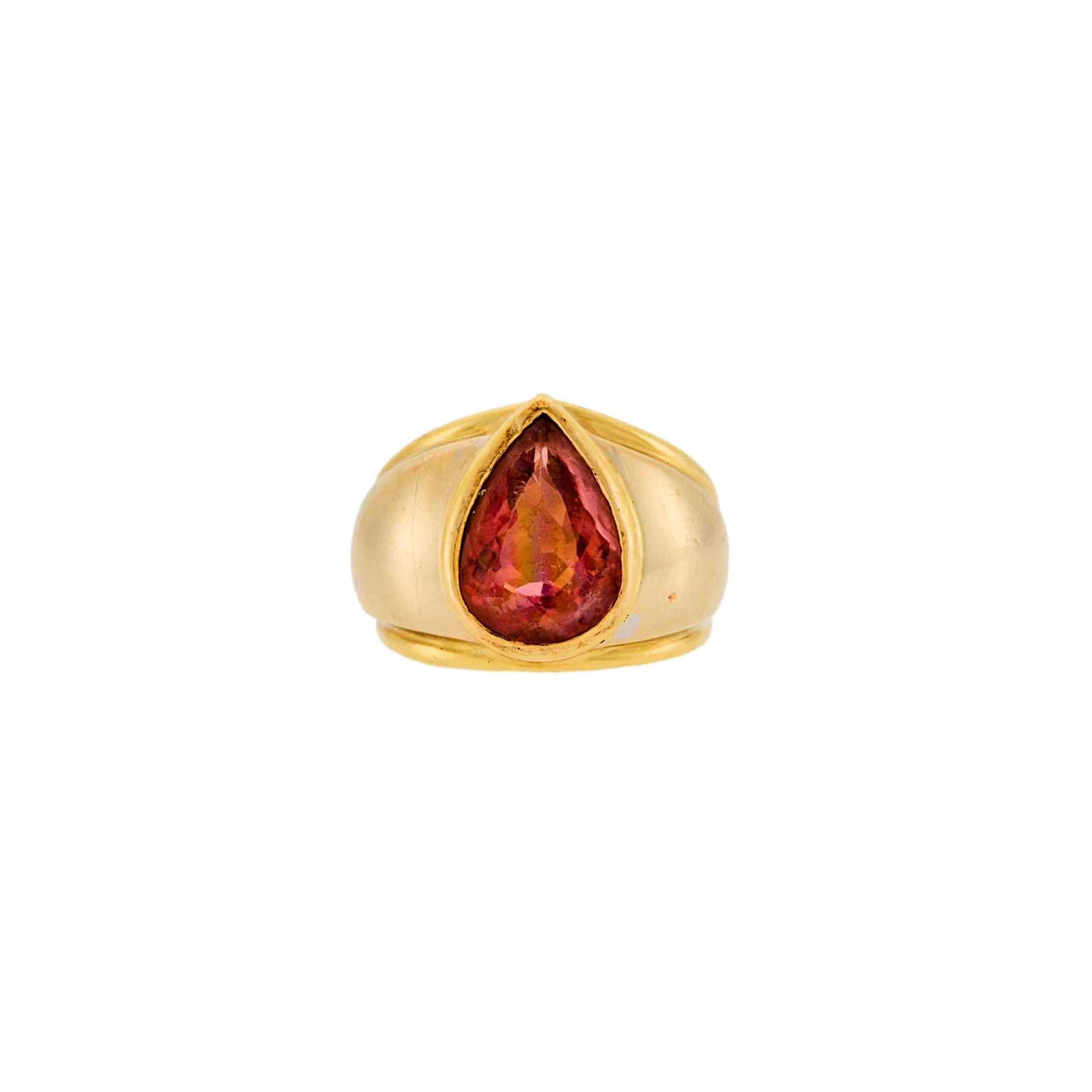 Two-Color Gold and Pink Tourmaline Doublet Ring