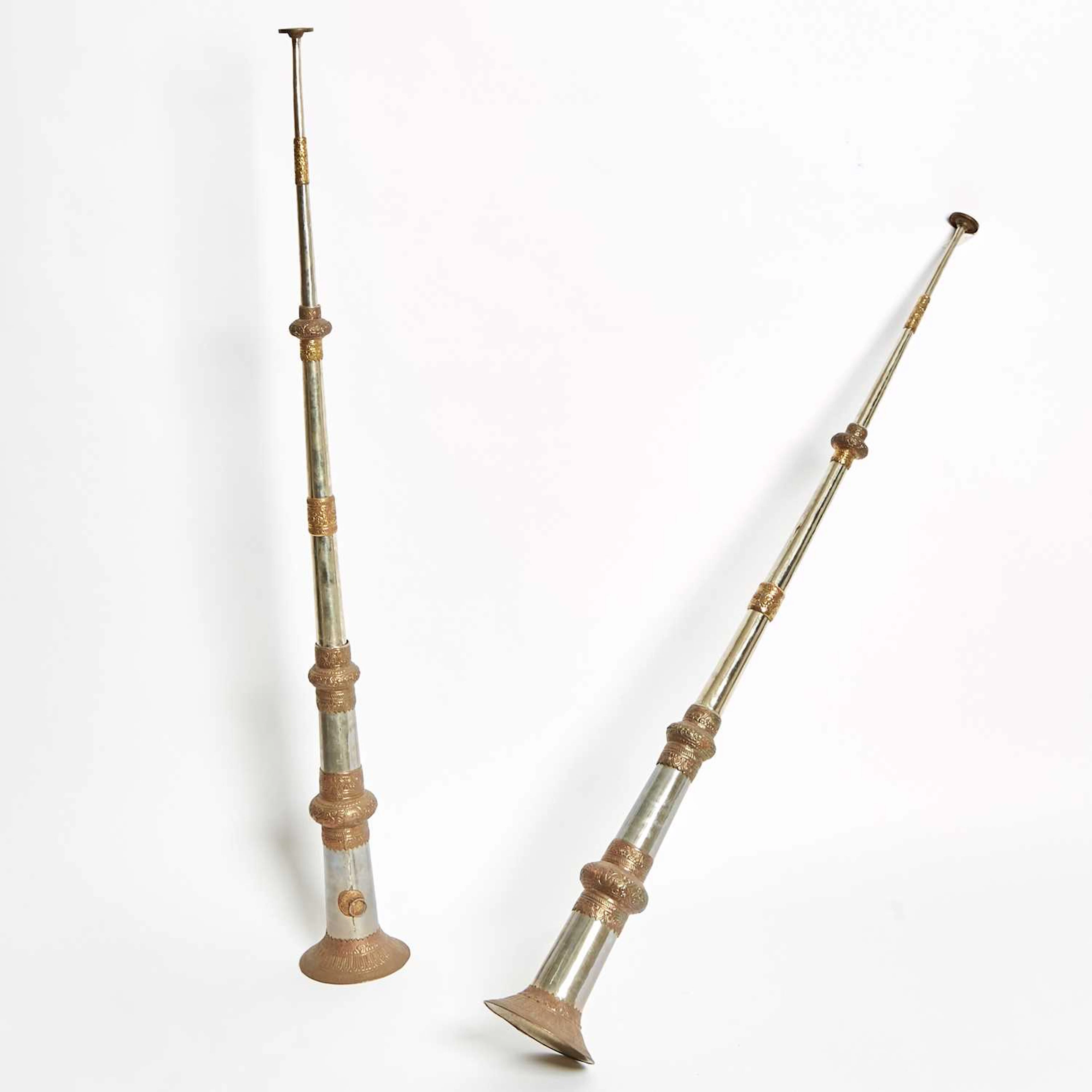 Pair of Tibetan Metal Trumpets