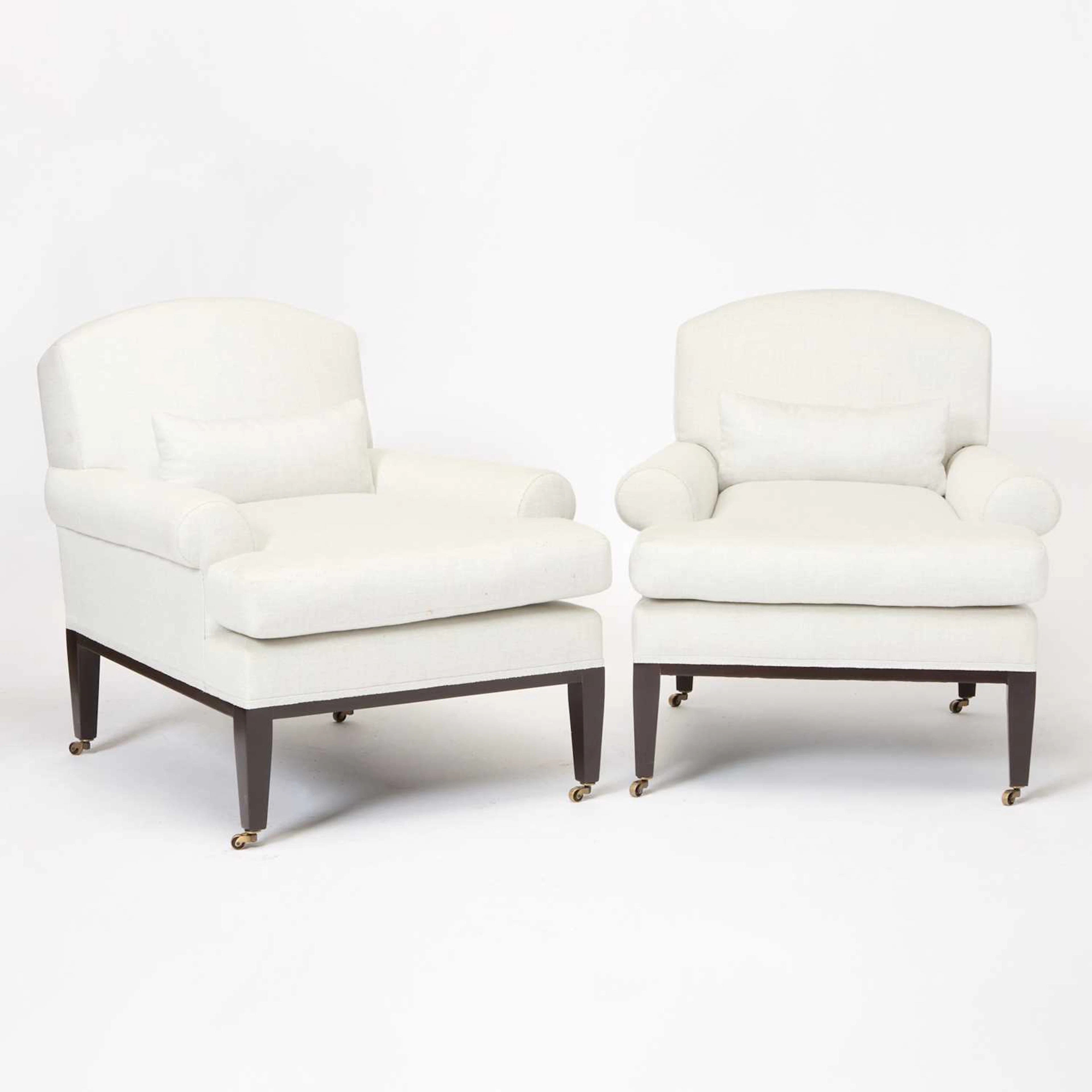 Pair of Bourgeois Boheme Upholstered "Rive Gauche" Armchairs